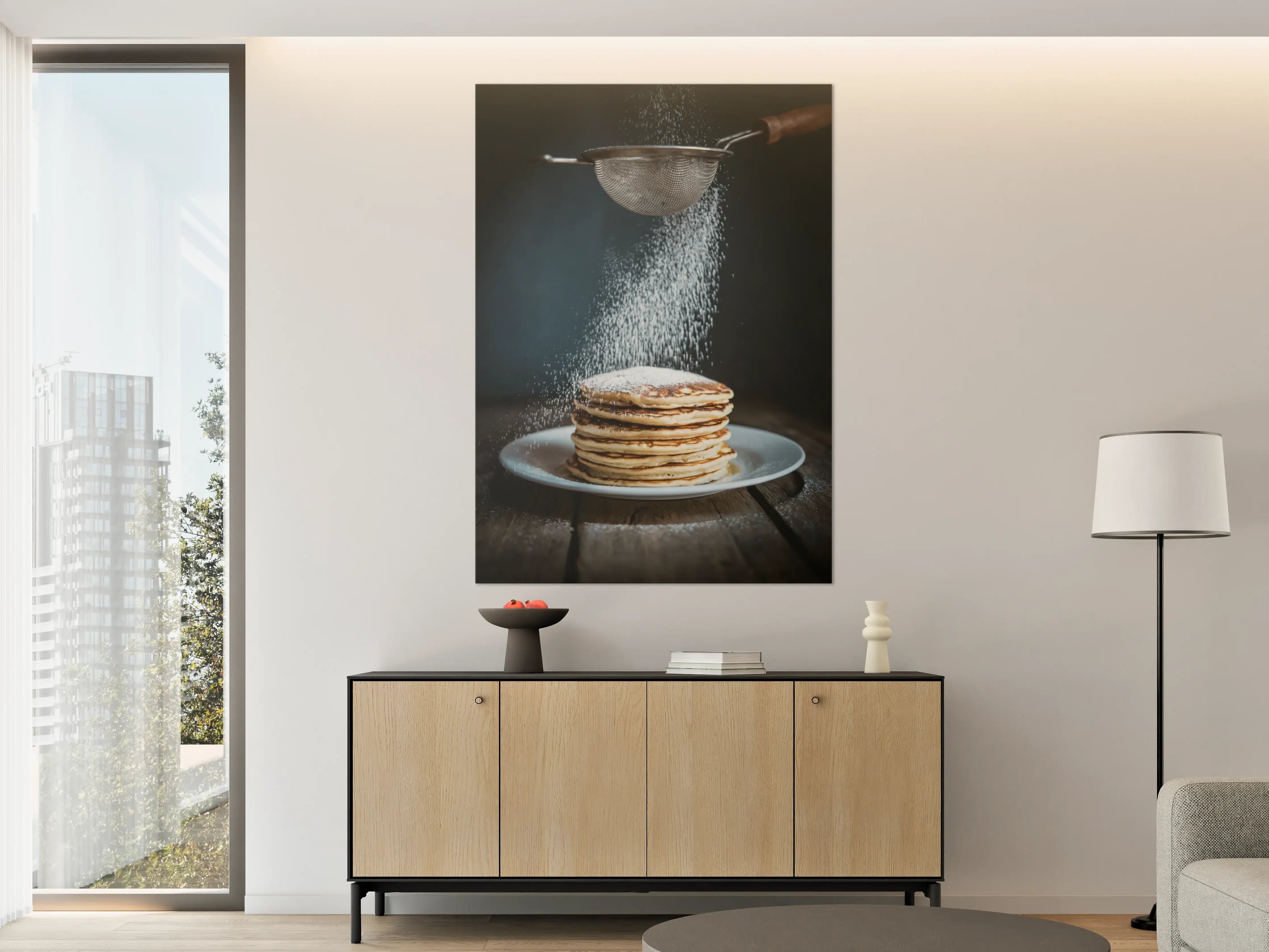 Große Wandbilder - Frische Pfannkuchen mit Puderzucker