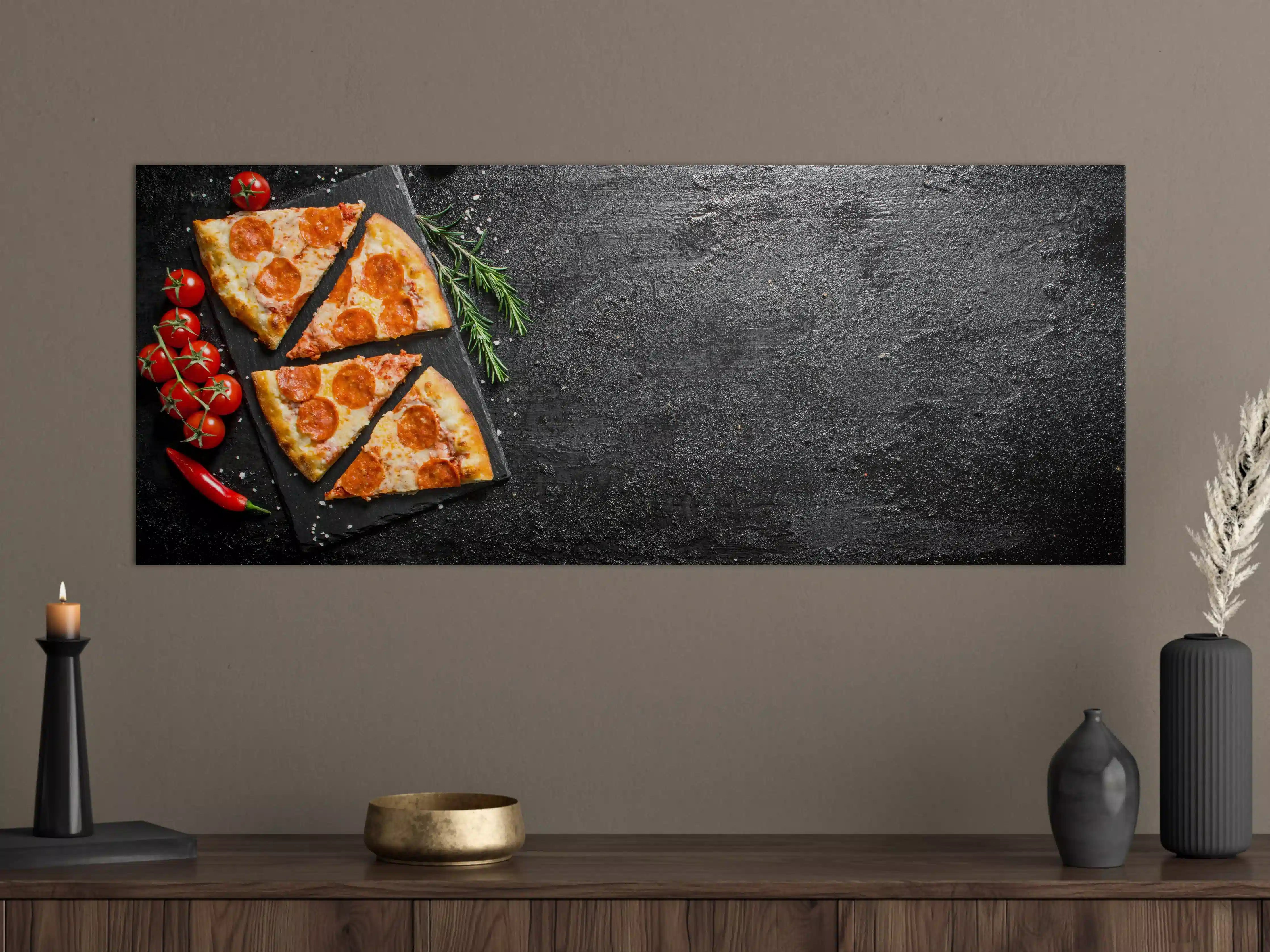 Große Wandbilder - Frische Pizza mit Tomaten und Chili