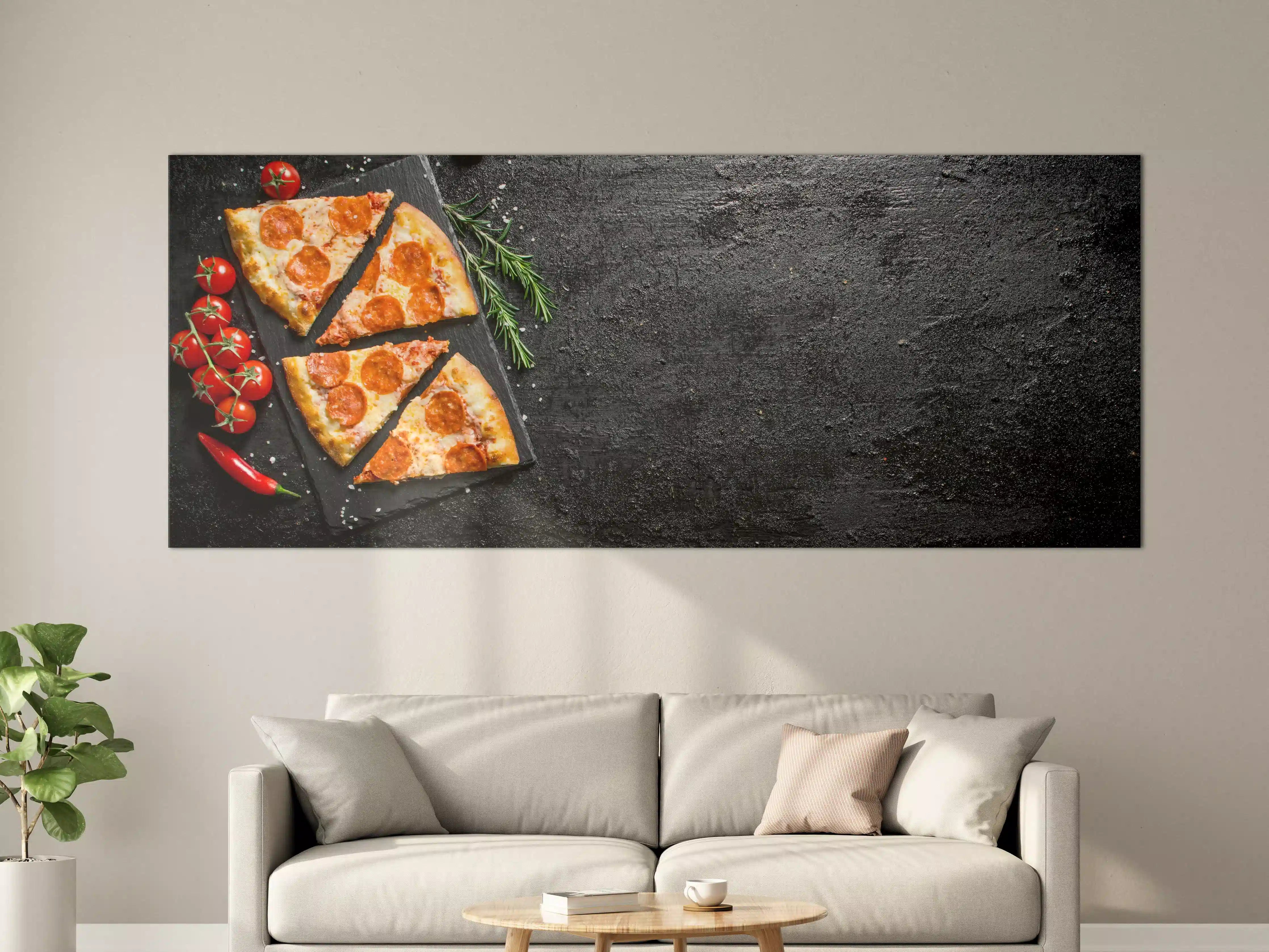 Große Wandbilder - Frische Pizza mit Tomaten und Chili
