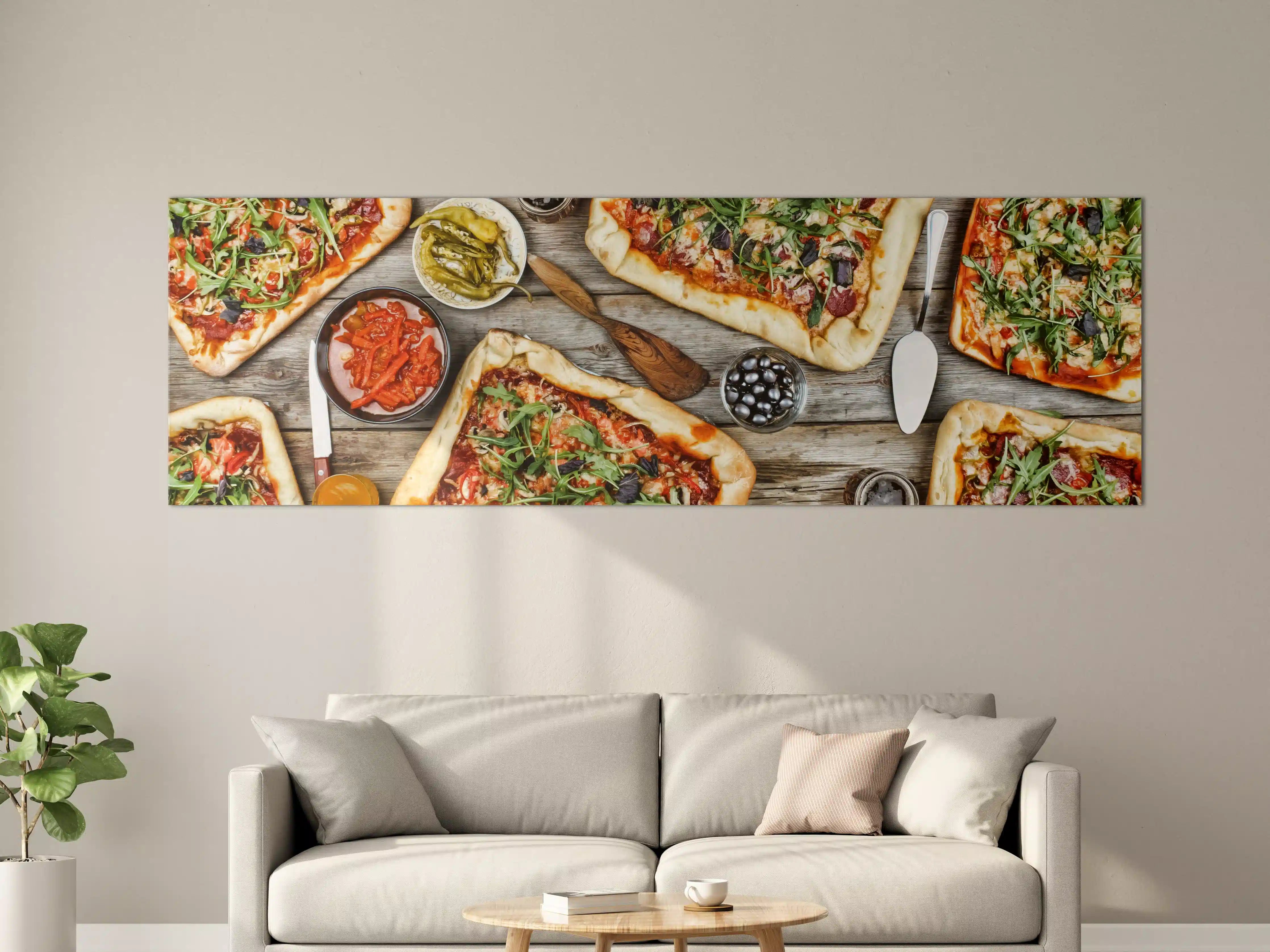 Große Wandbilder - Frische Pizza mit verschiedenen Belägen