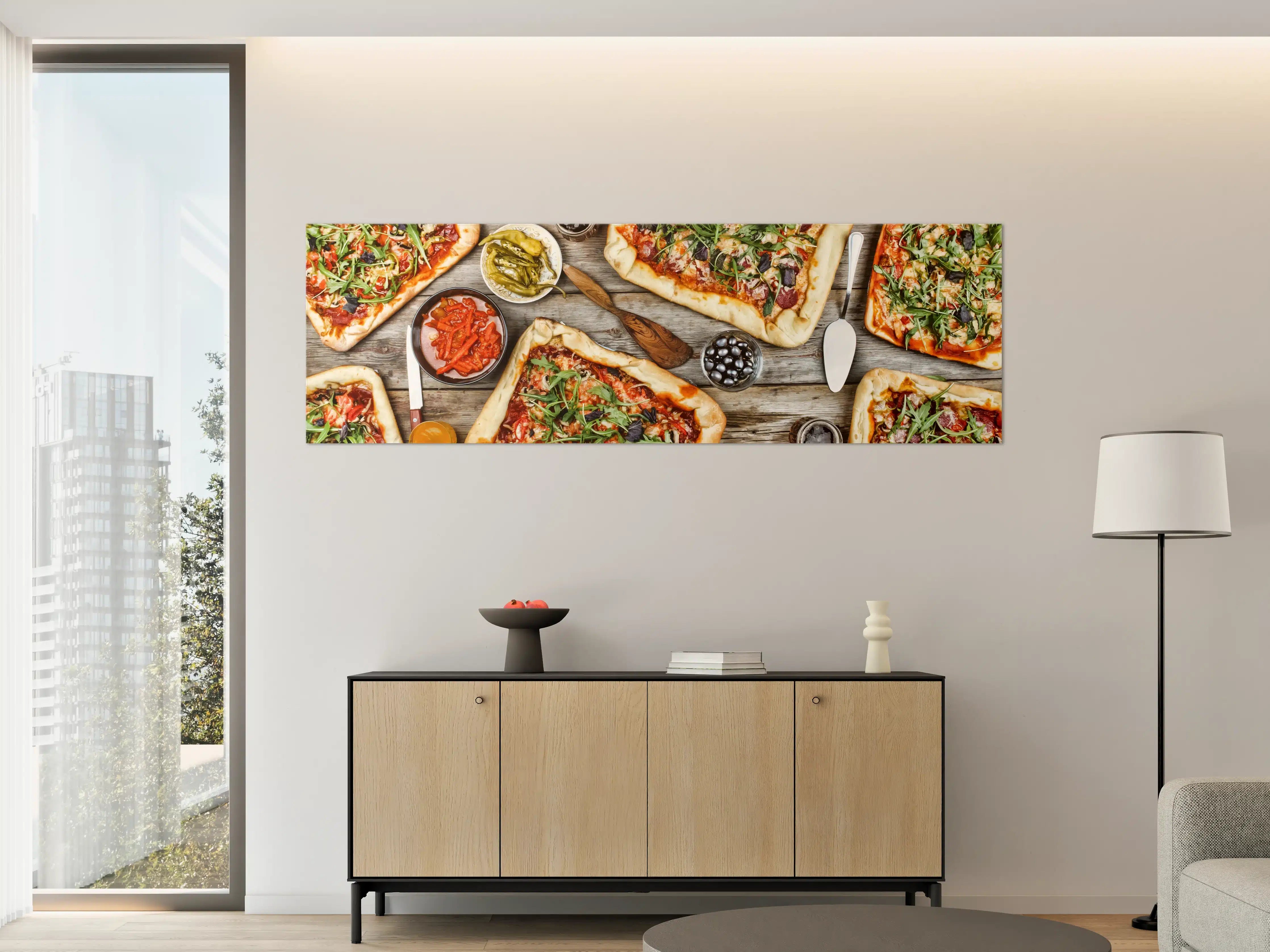 Große Wandbilder - Frische Pizza mit verschiedenen Belägen