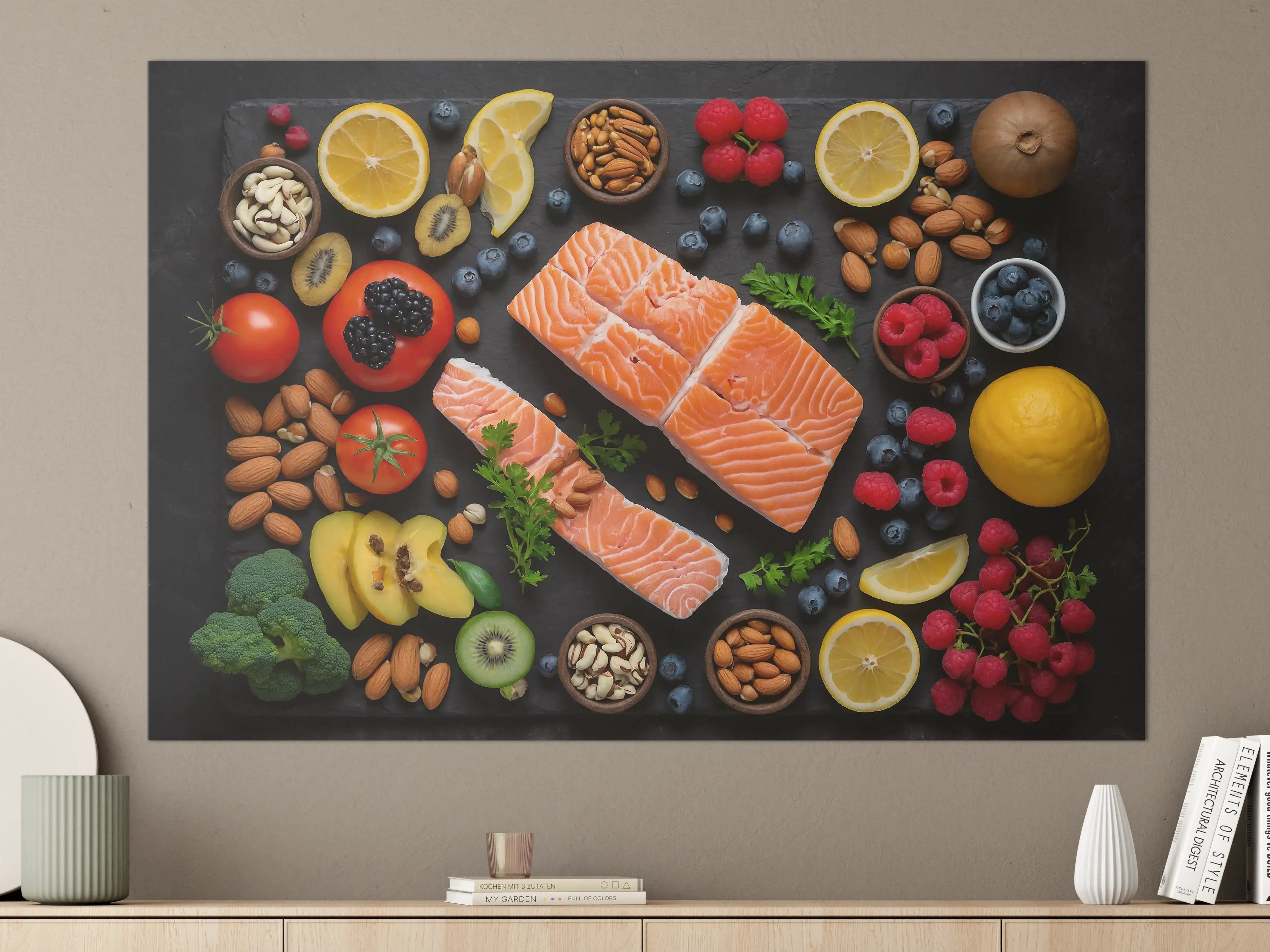Große Wandbilder - Frischer Lachs mit Beeren