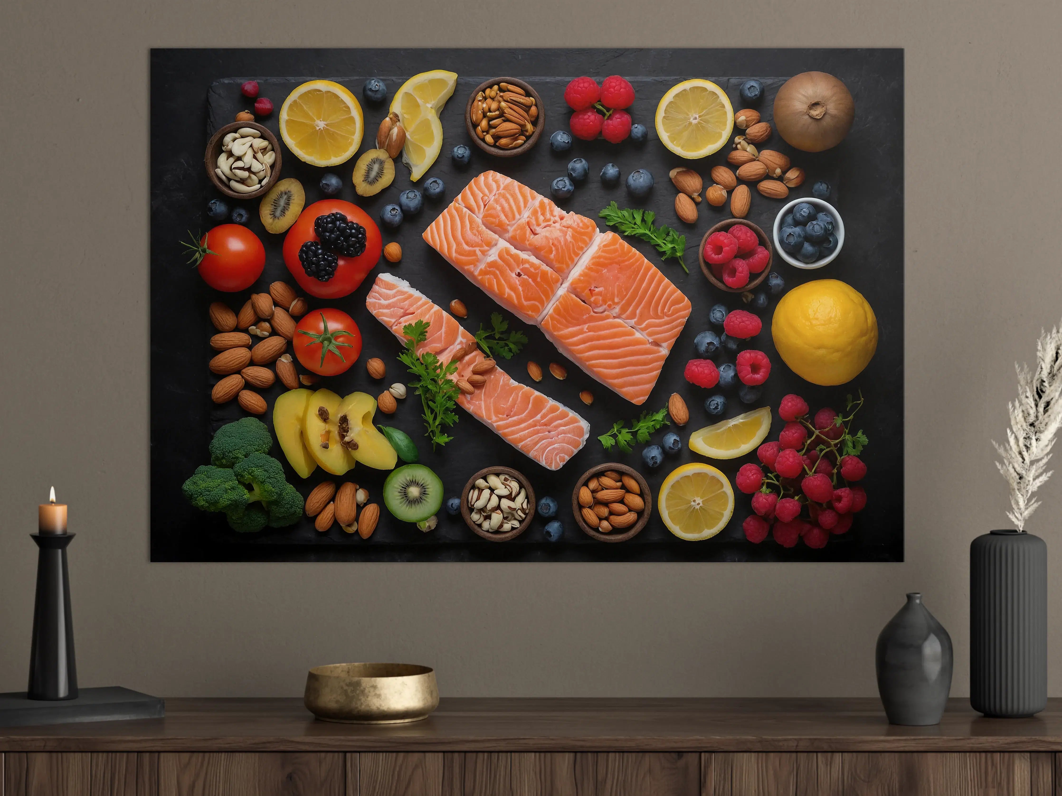 Große Wandbilder - Frischer Lachs mit Beeren