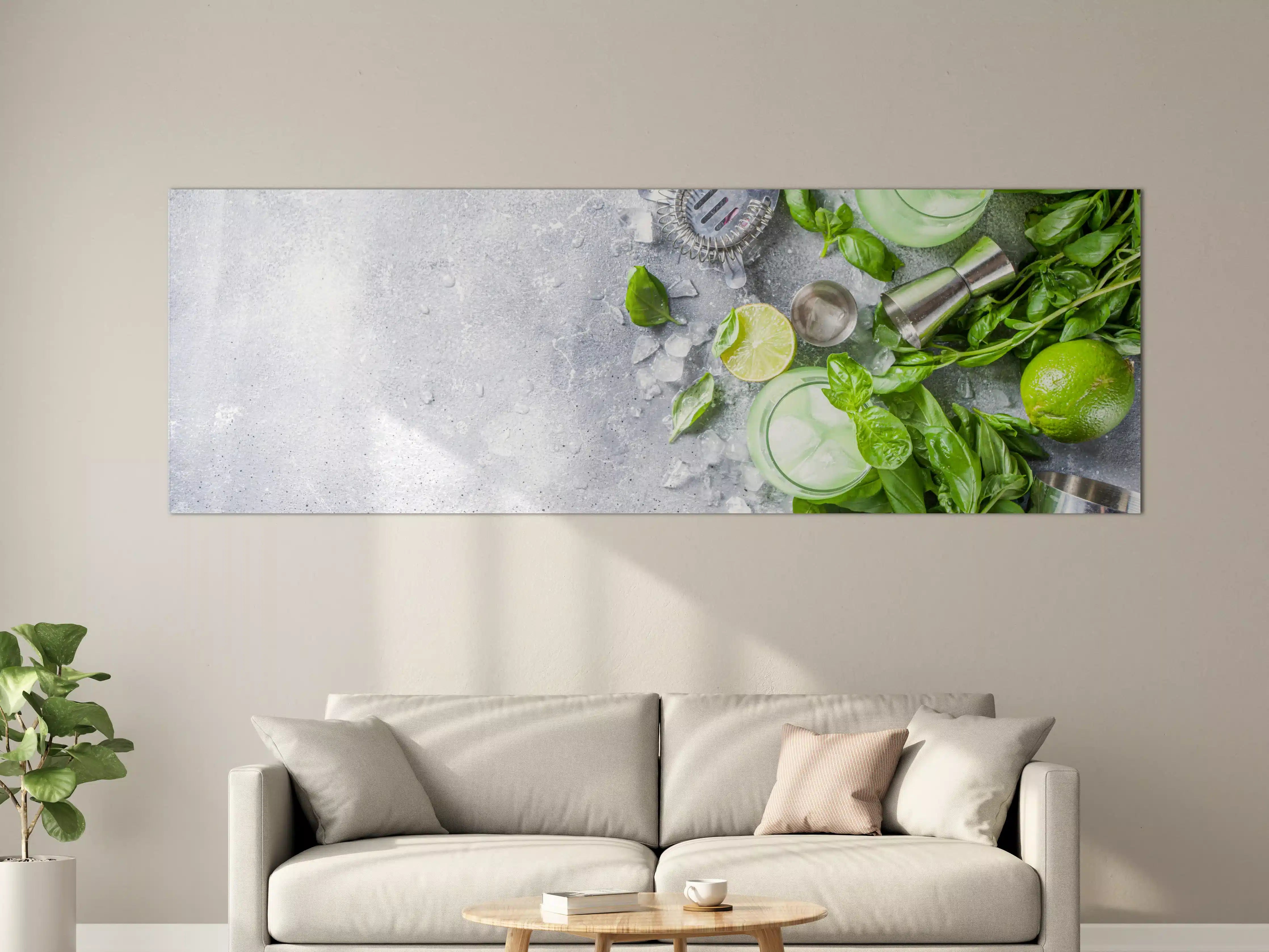 Große Wandbilder - Frischer Limetten-Mojito mit Minzblättern