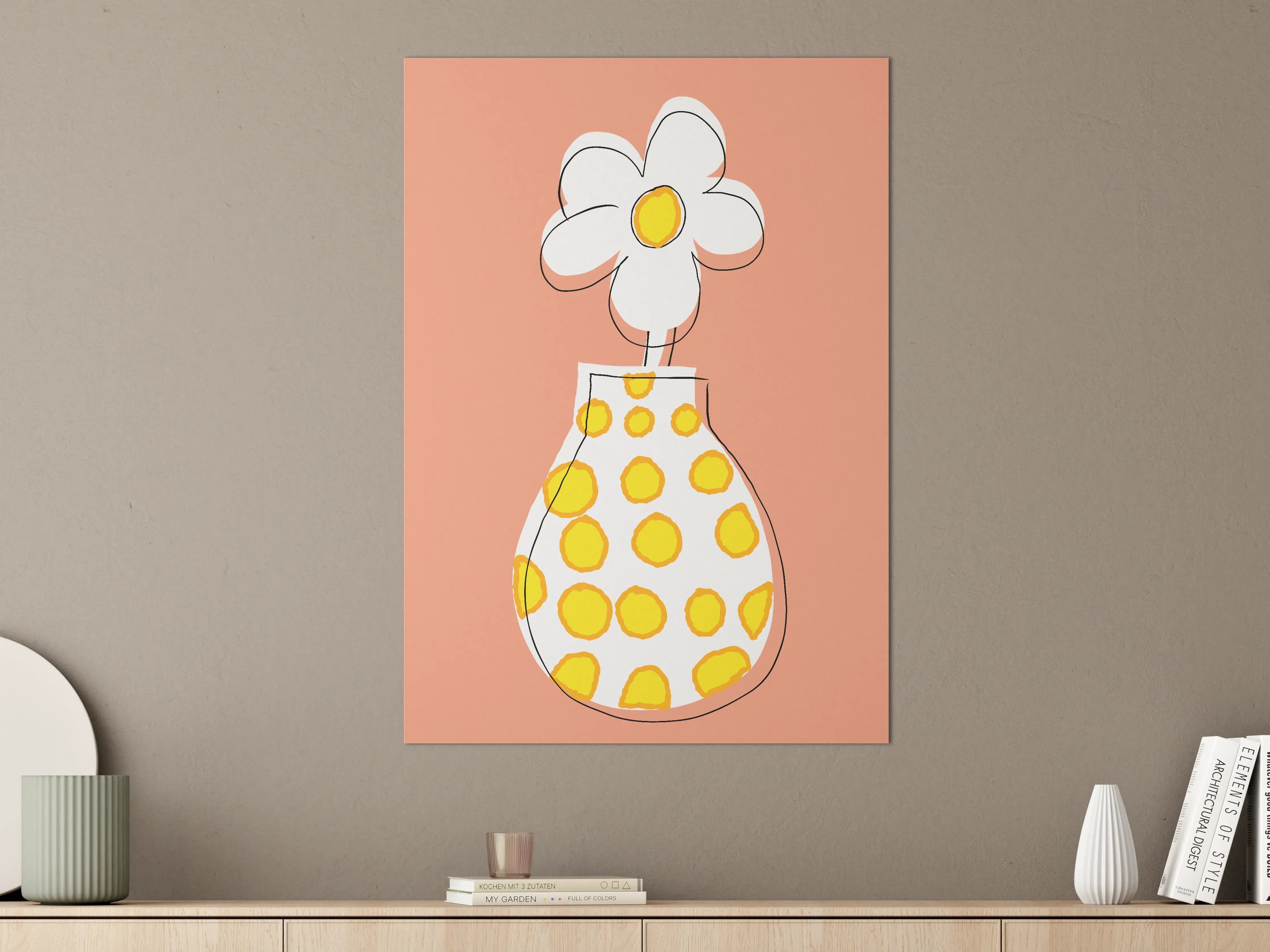 Große Wandbilder - Fröhliche Blumenvasen Illustration
