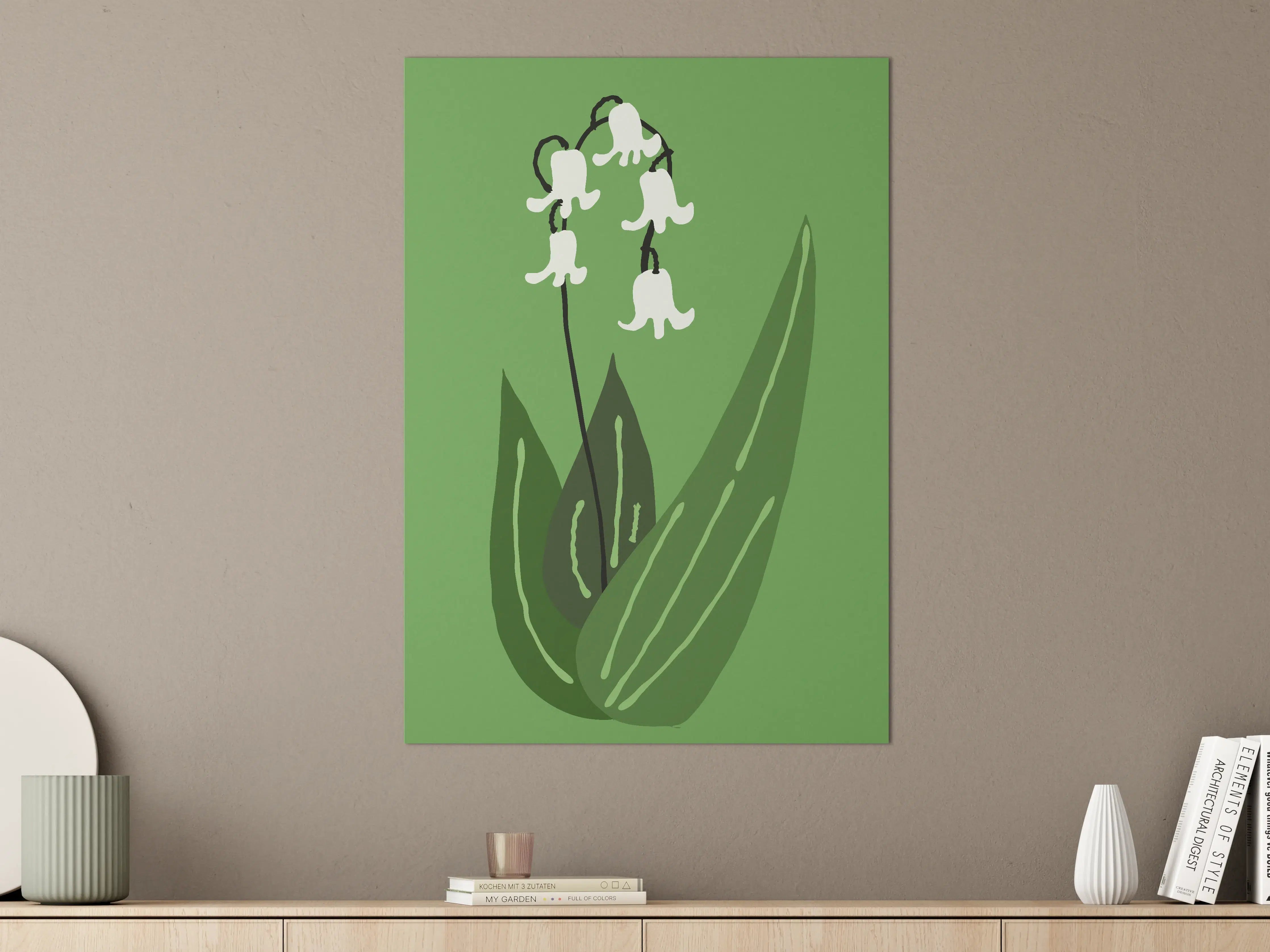 Große Wandbilder - Fröhliche Kirschblüten auf Grün