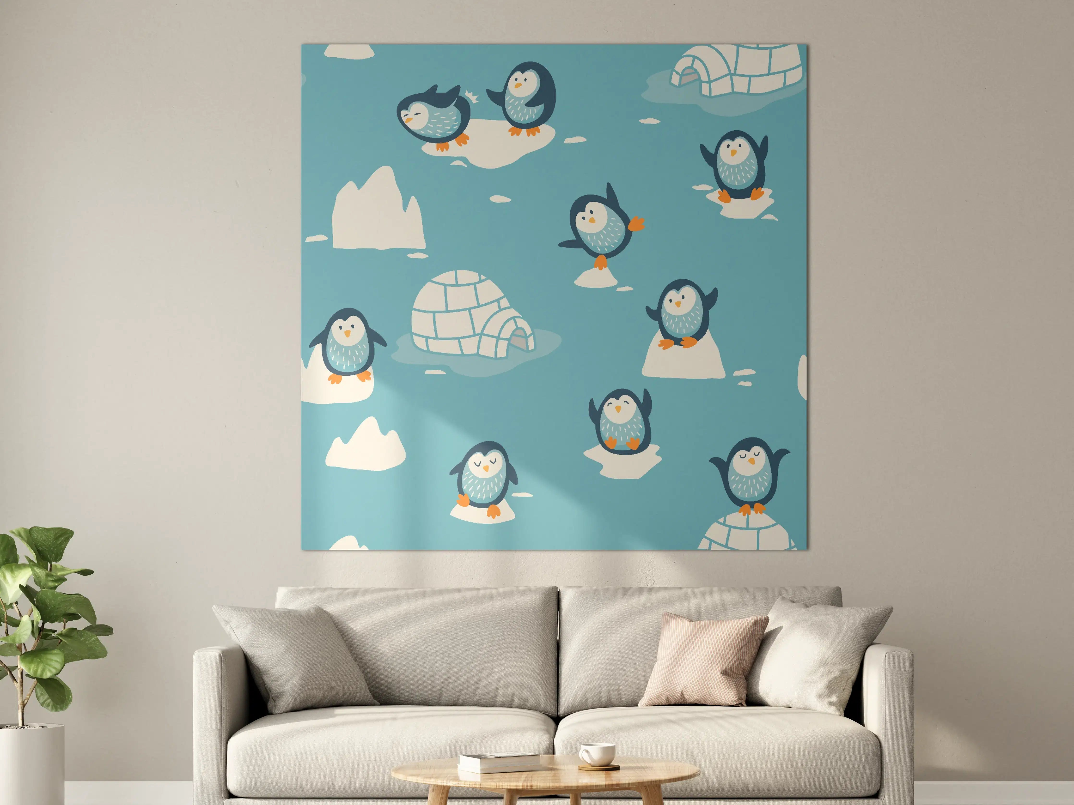 Große Wandbilder - Fröhliche Pinguin-Muster Illustration