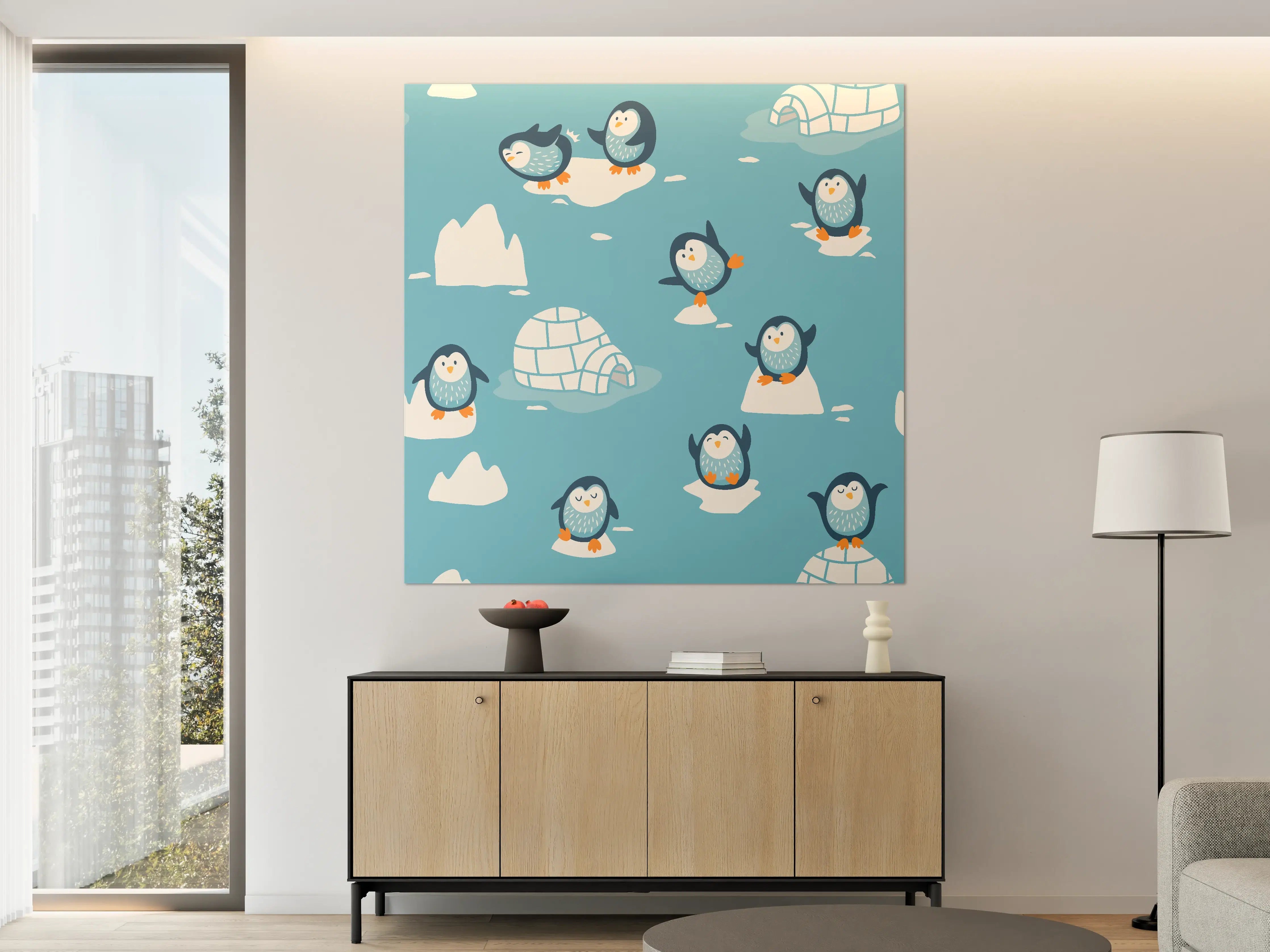 Große Wandbilder - Fröhliche Pinguin-Muster Illustration