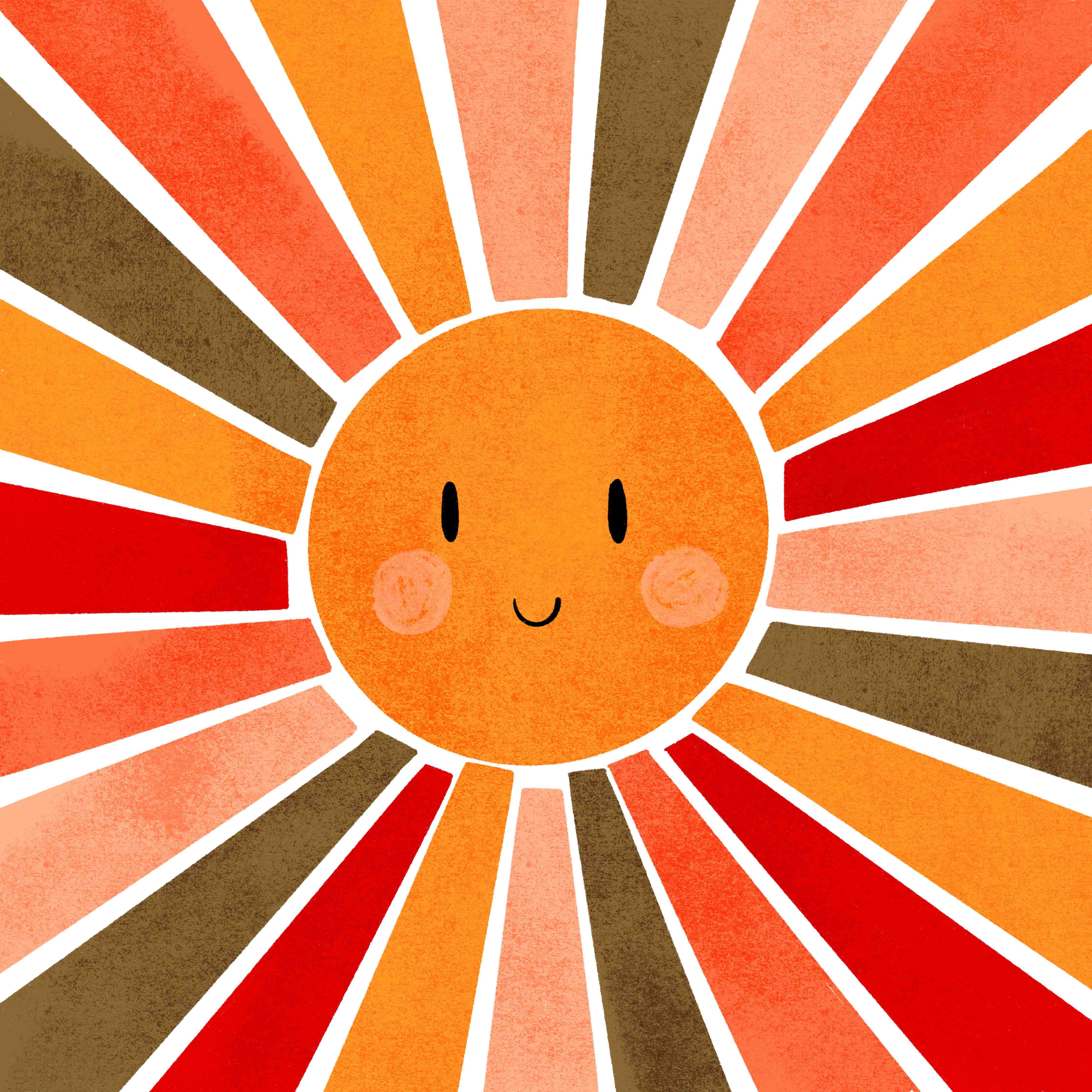 Große Wandbilder-Fröhliche Sonnengesicht-Illustration in warmen Tönen
