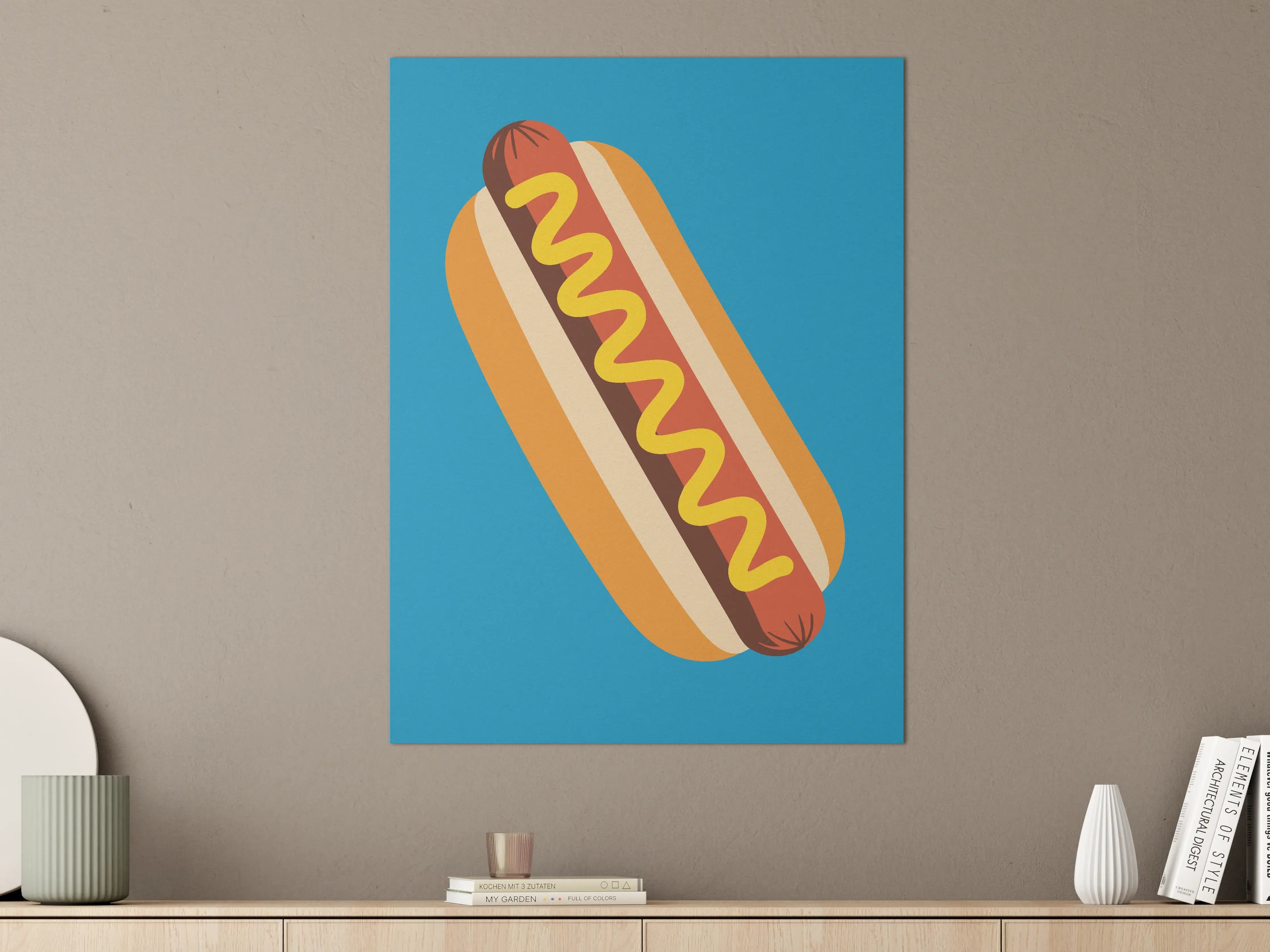 Große Wandbilder - Fröhliches Hotdog-Design in Pop-Art-Stil