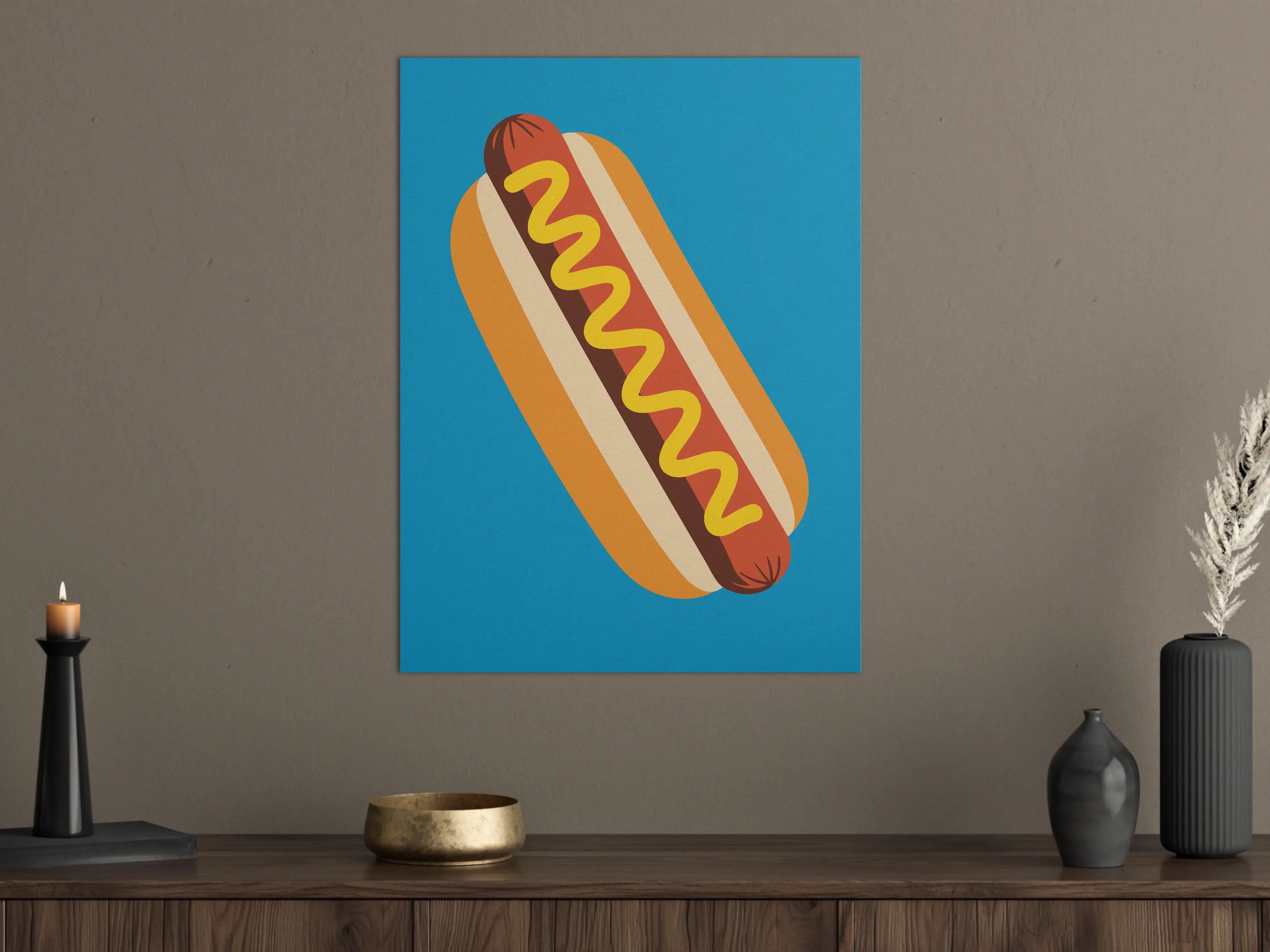 Große Wandbilder - Fröhliches Hotdog-Design in Pop-Art-Stil