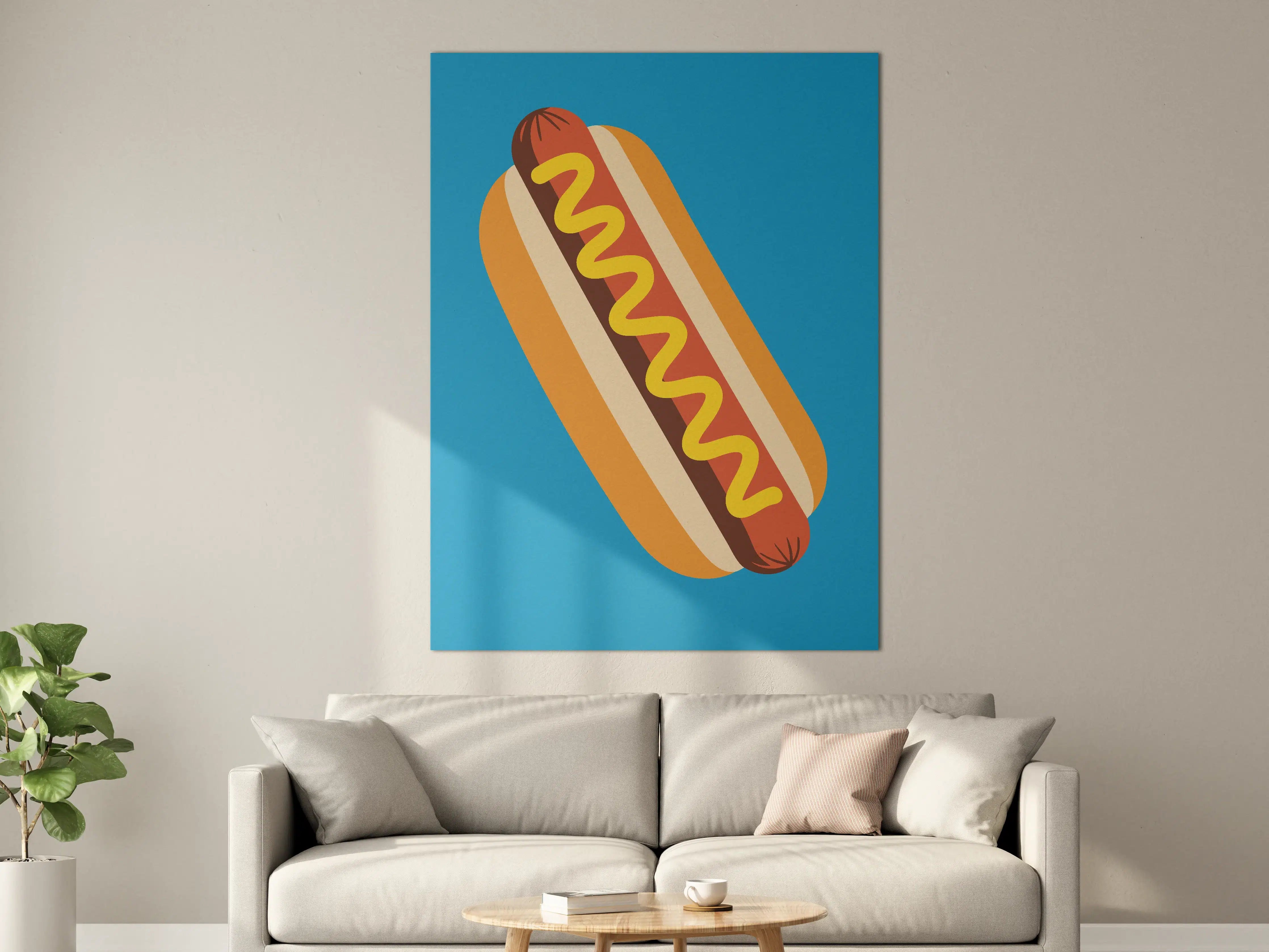 Große Wandbilder - Fröhliches Hotdog-Design in Pop-Art-Stil