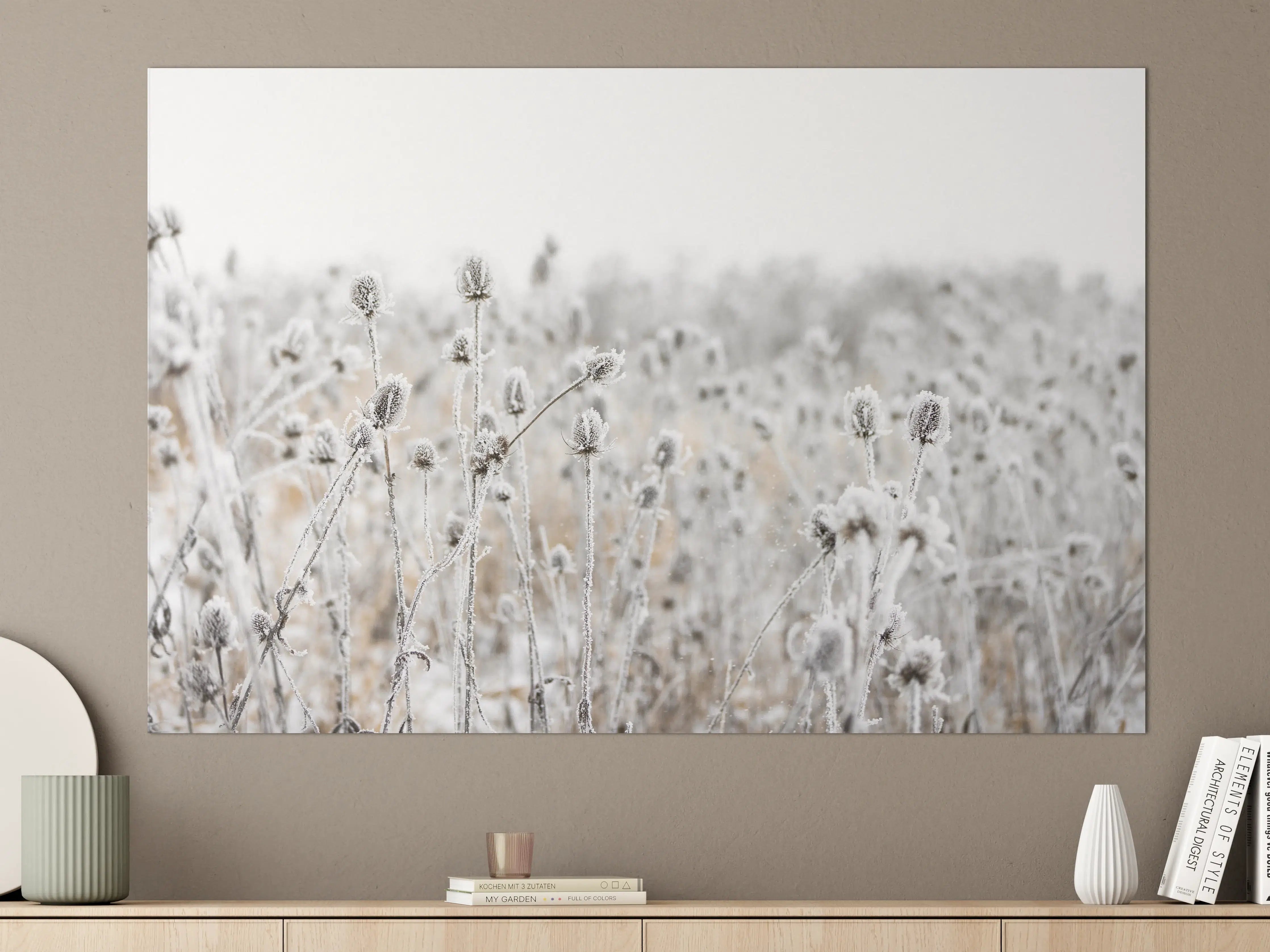Große Wandbilder - Frostige Wildgraslandschaft im Winter