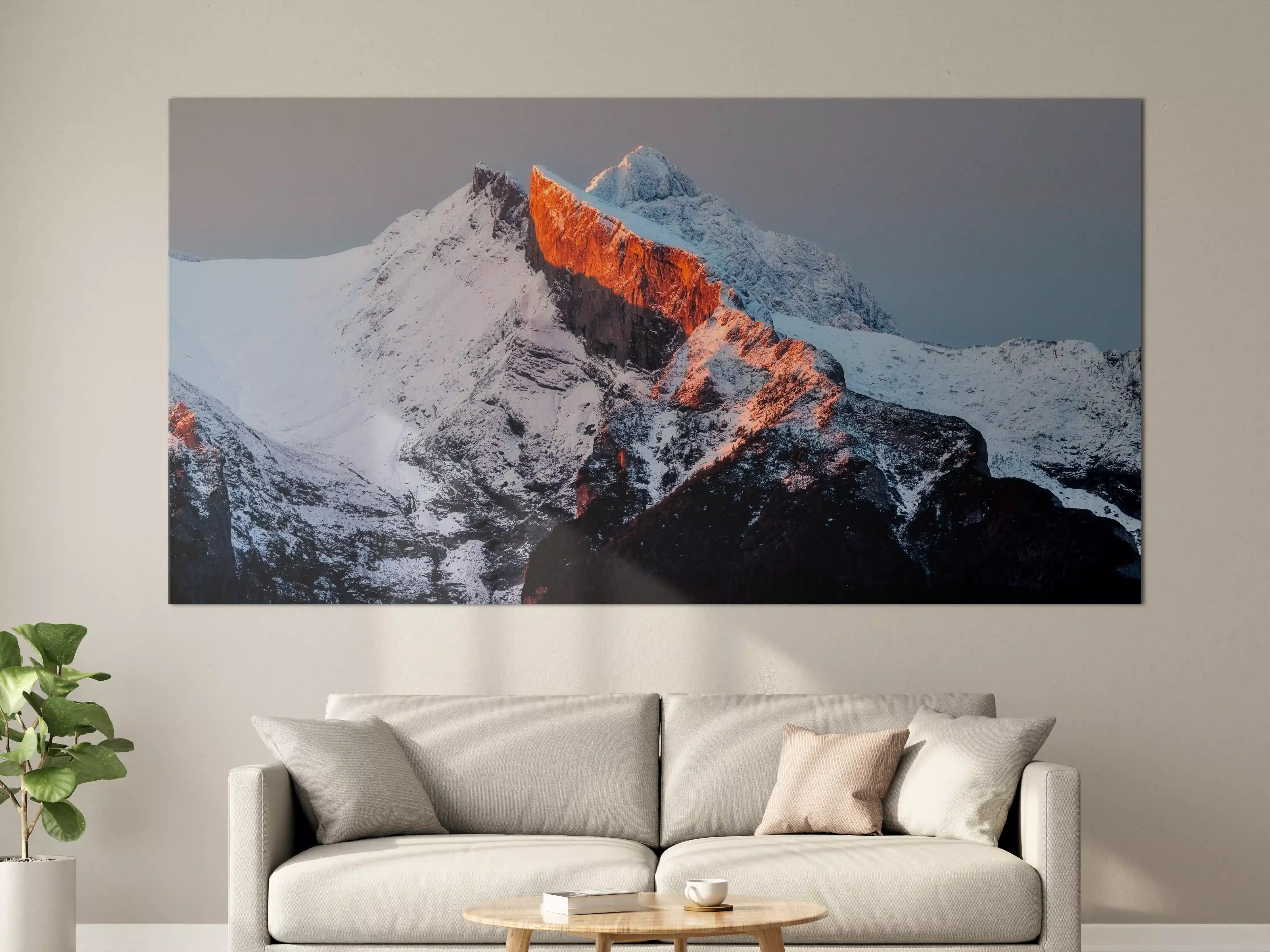 Große Wandbilder - Frostiges Bergpanorama bei Sonnenaufgang