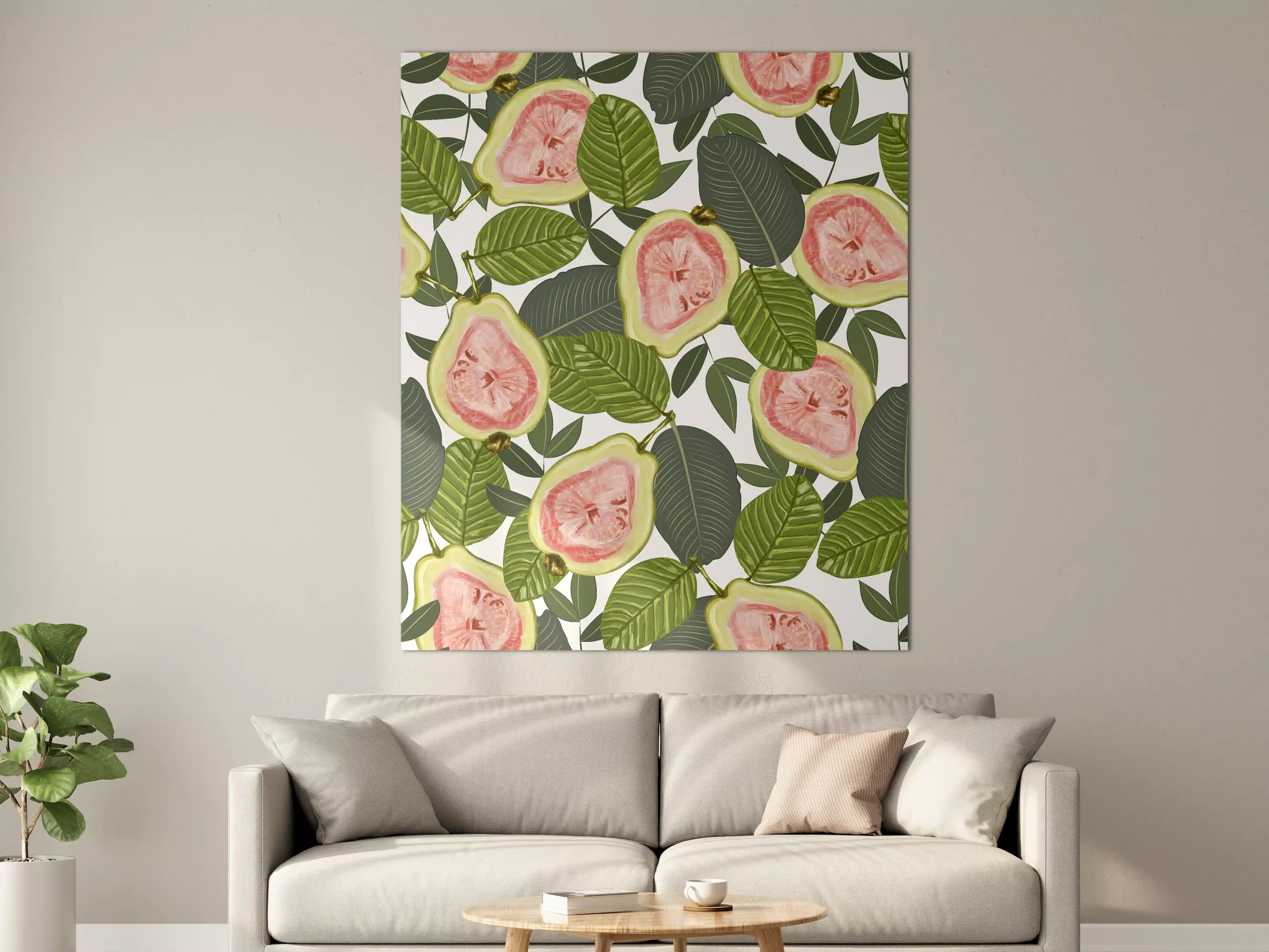 Große Wandbilder - Fruchtige Kombination: Wassermelone und Papaya in natürlichem Design