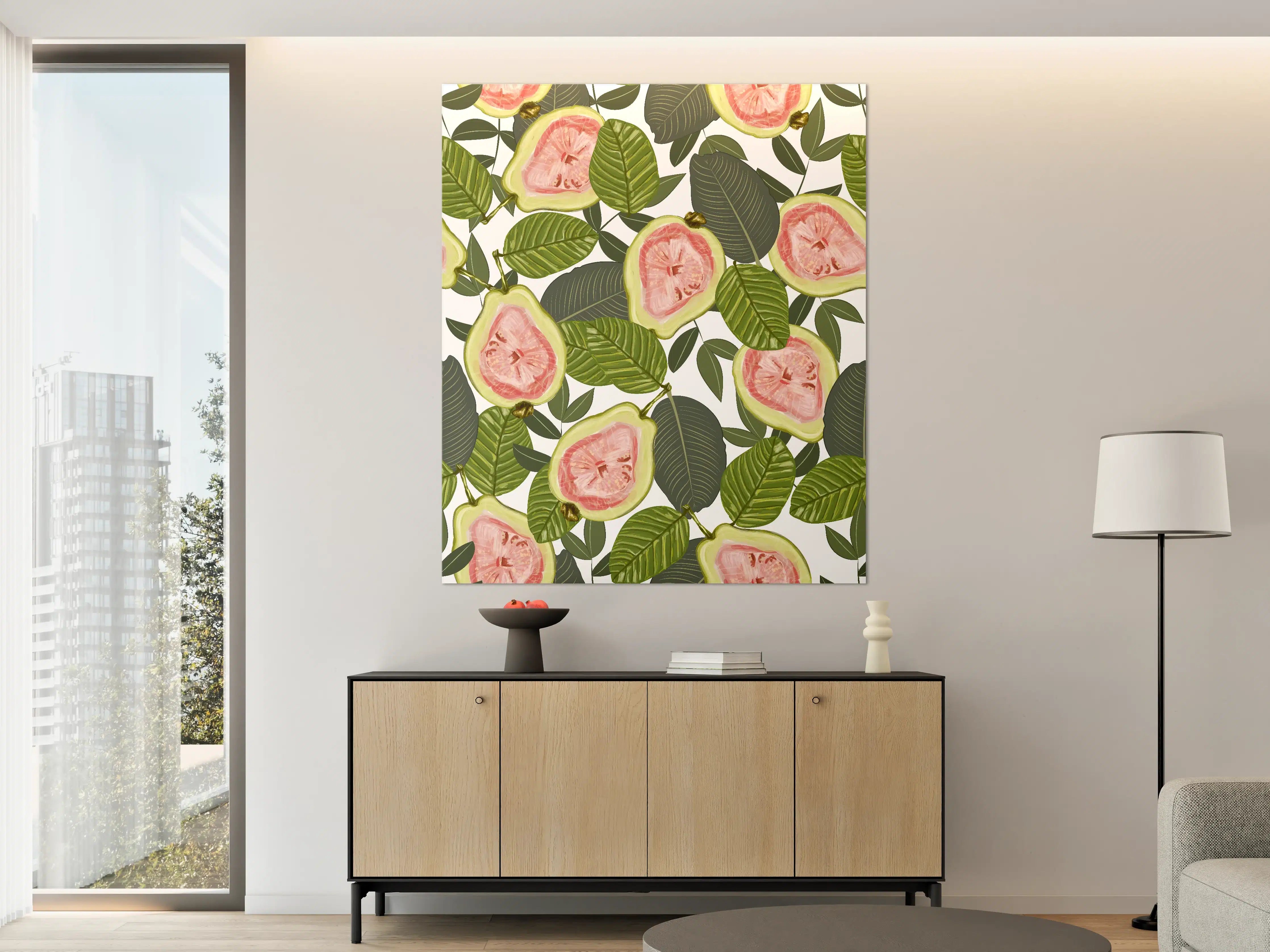 Große Wandbilder - Fruchtige Kombination: Wassermelone und Papaya in natürlichem Design