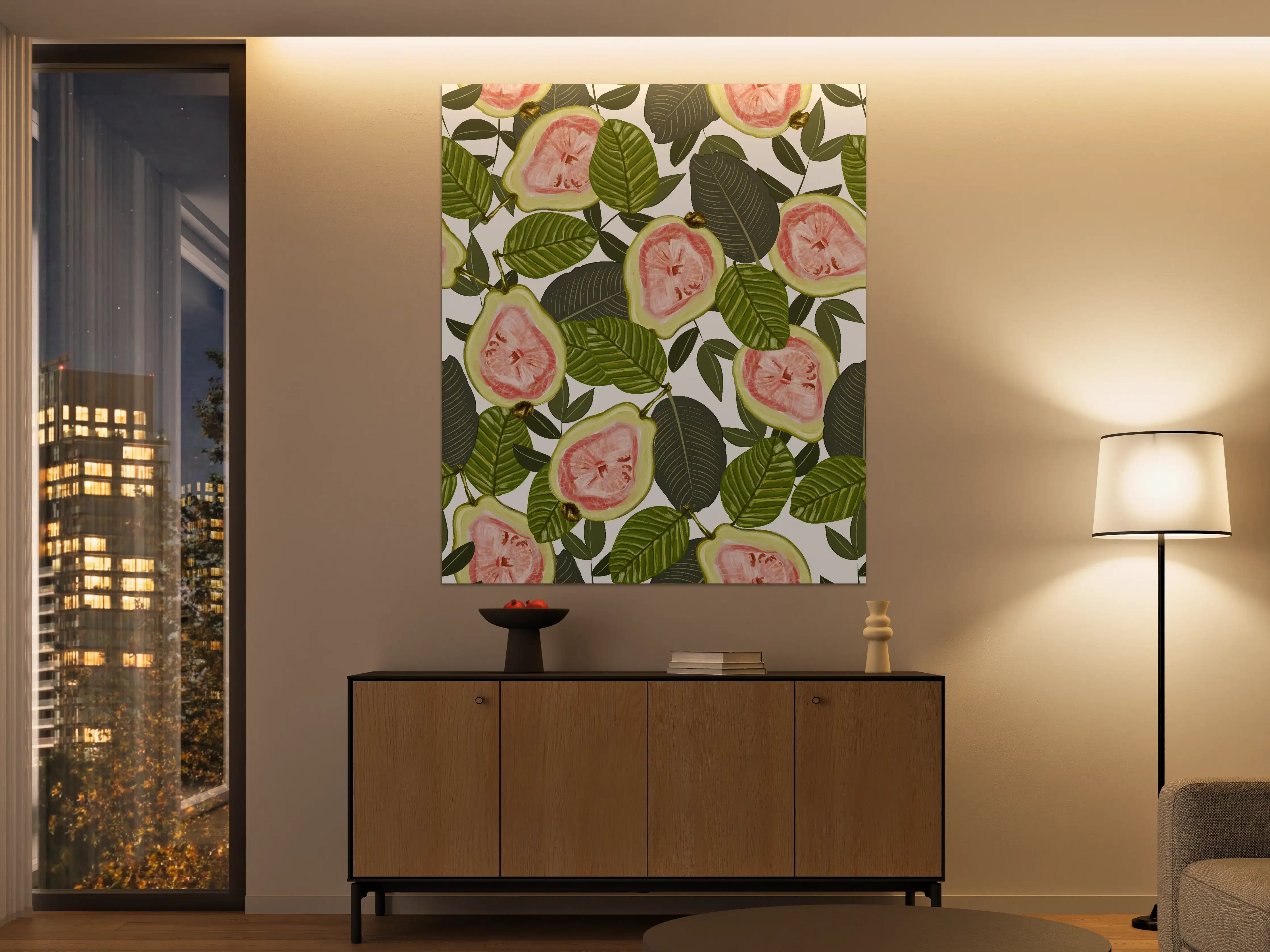 Große Wandbilder - Fruchtige Kombination: Wassermelone und Papaya in natürlichem Design