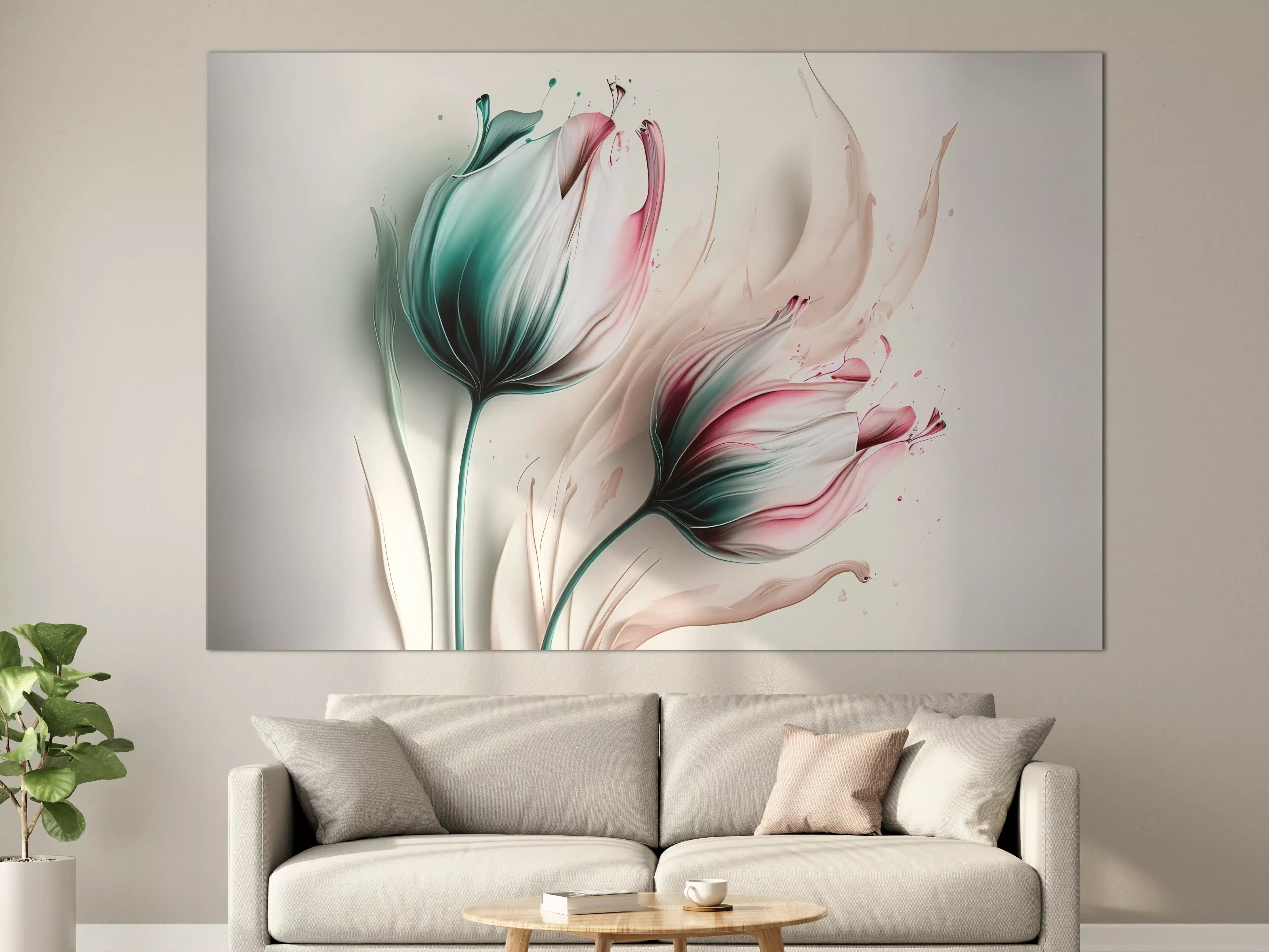 Große Wandbilder - Frühlings-Tulpen in Fluid Art