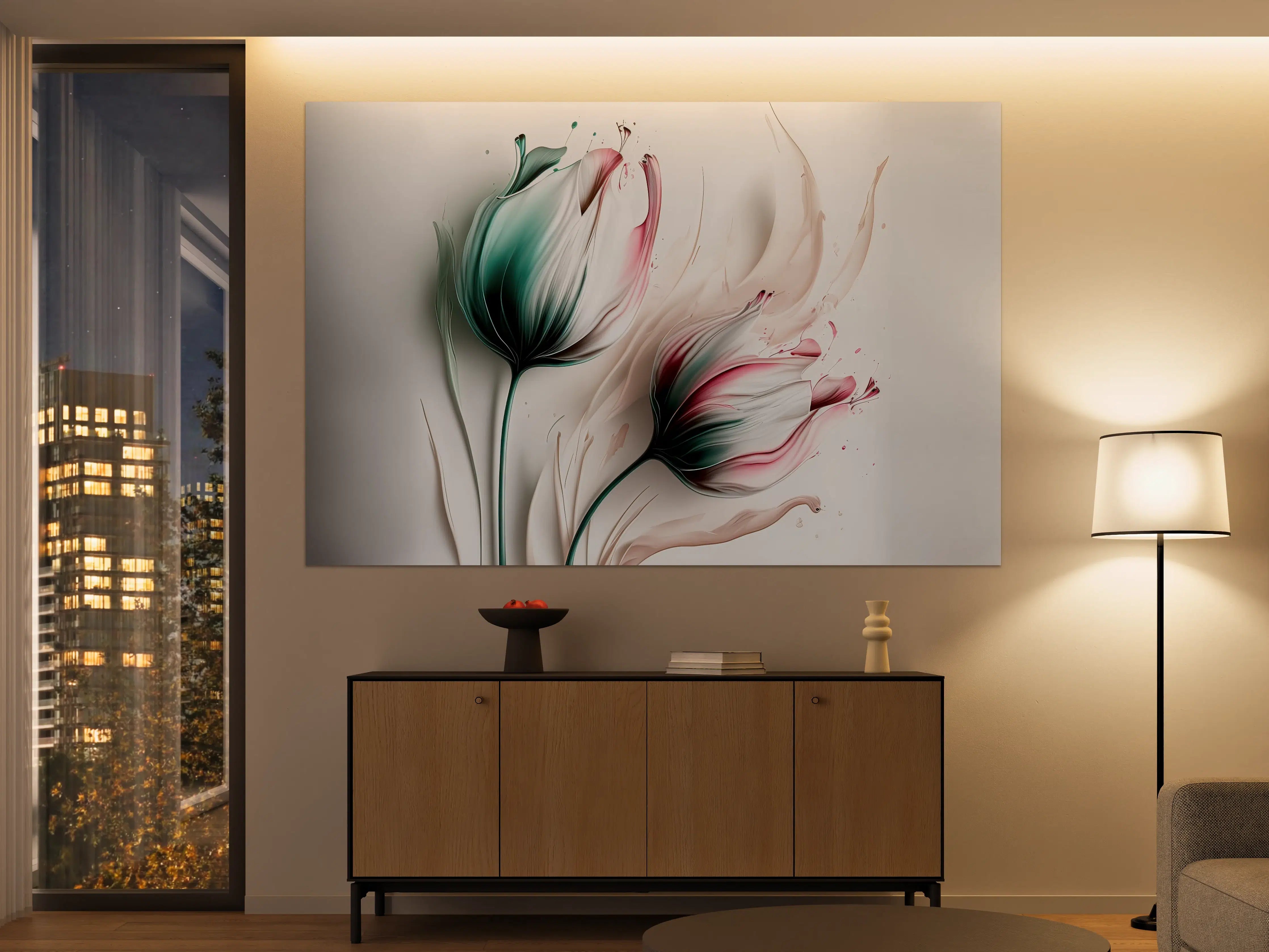 Große Wandbilder - Frühlings-Tulpen in Fluid Art