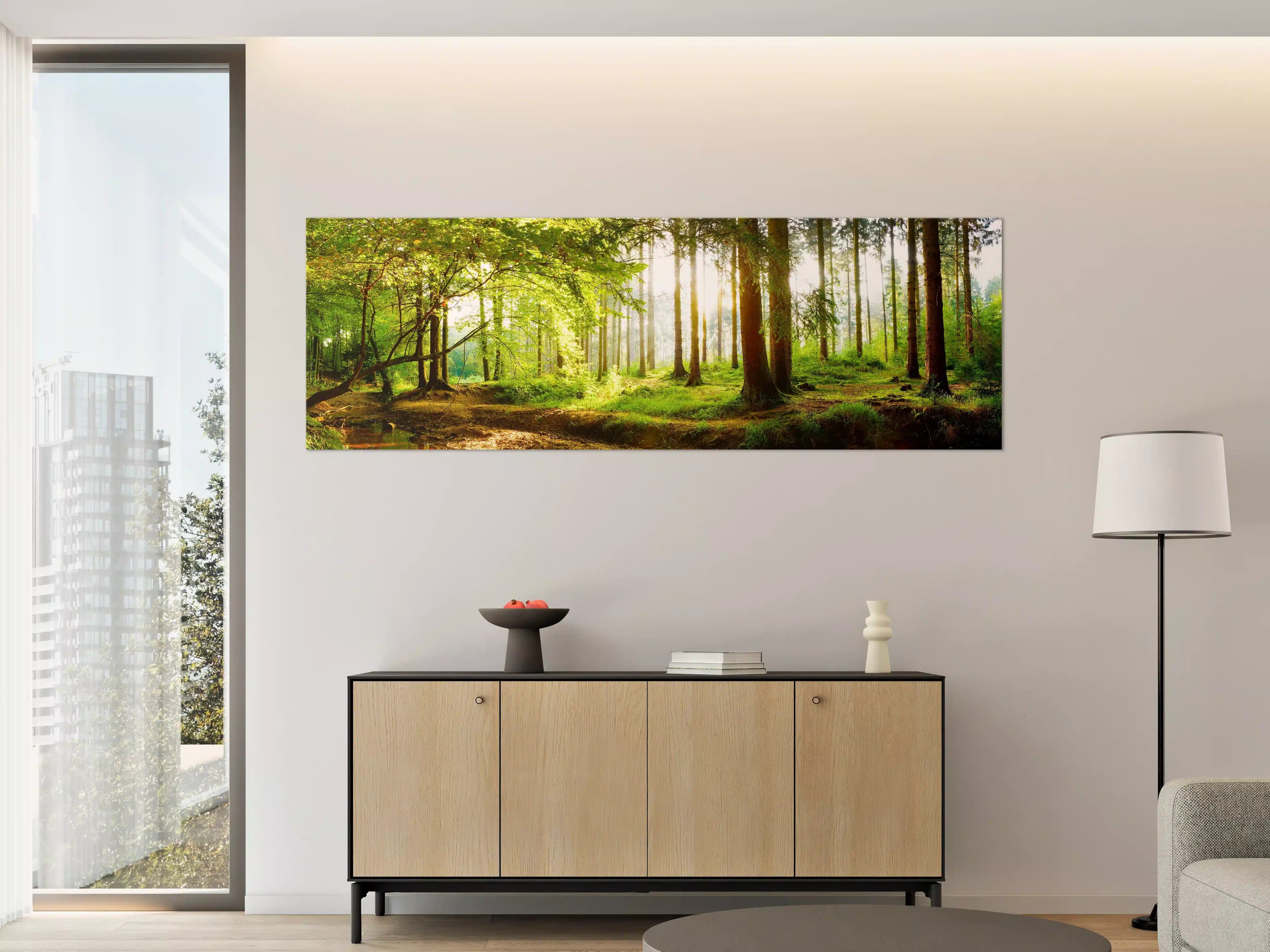 Große Wandbilder - Frühlingswald mit Sonnenschein