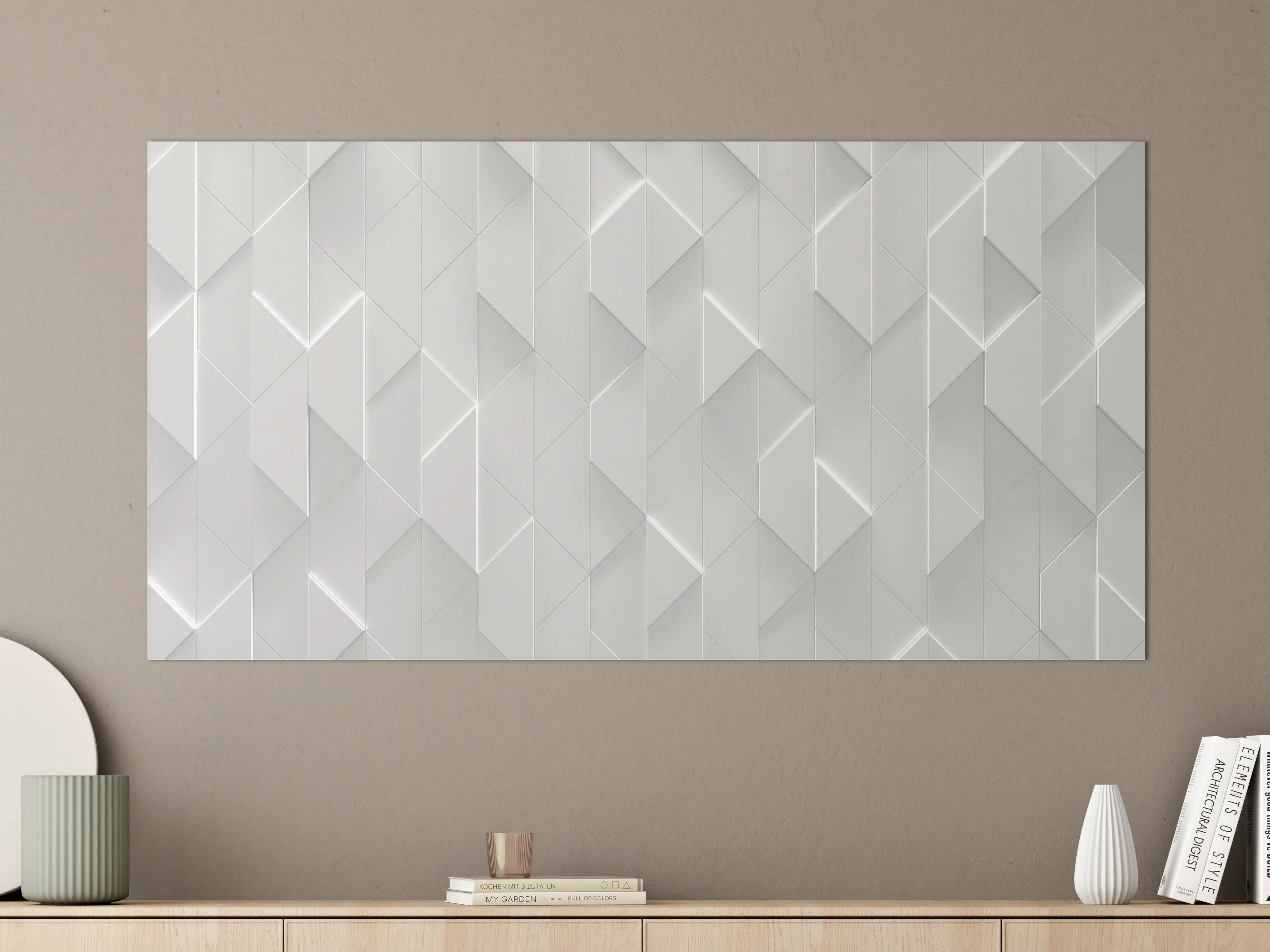 Große Wandbilder - Futuristischer Weiß Grau Zigzag