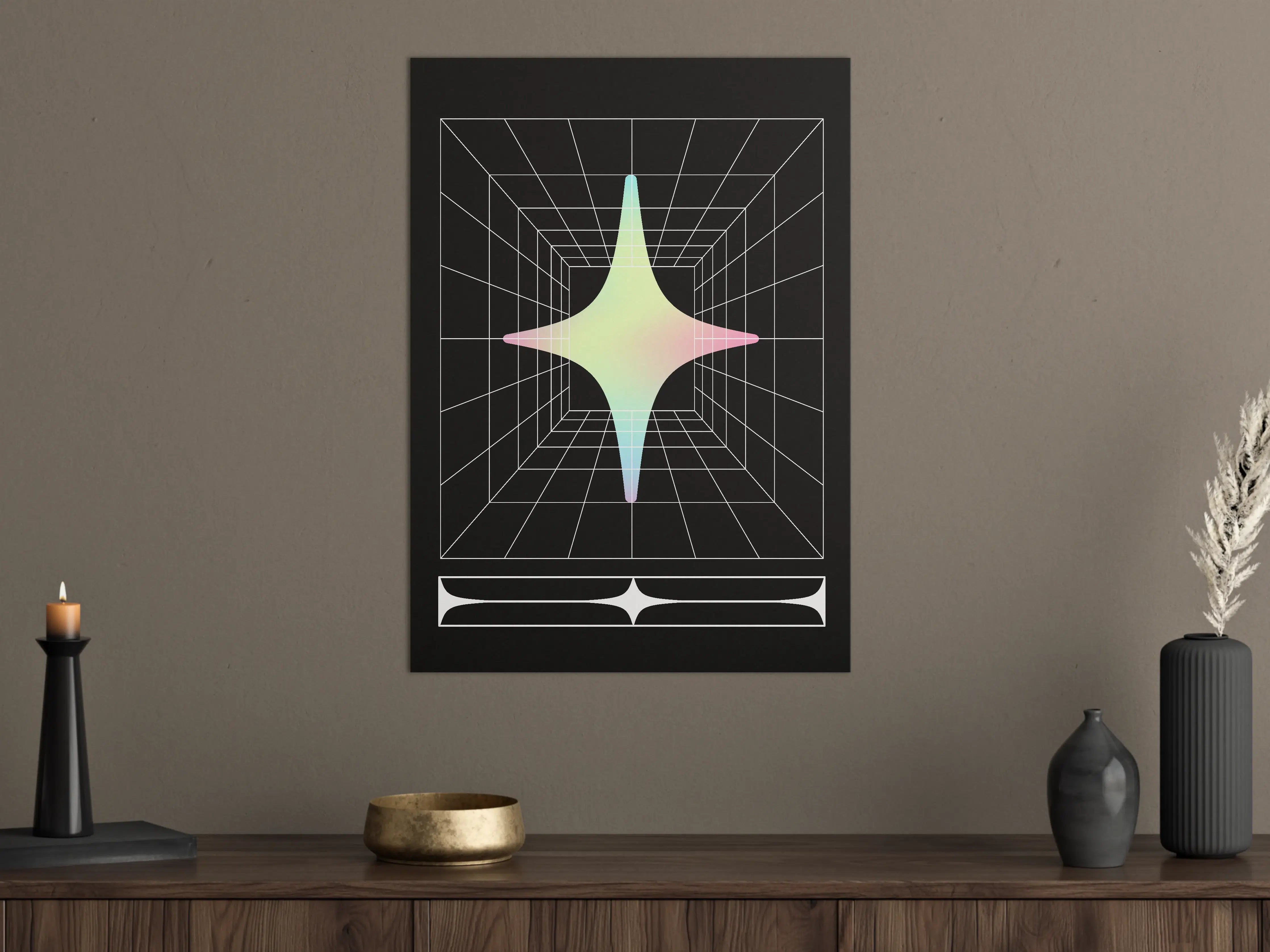Große Wandbilder - Futuristisches 3D-Gitter mit Pastellfarben