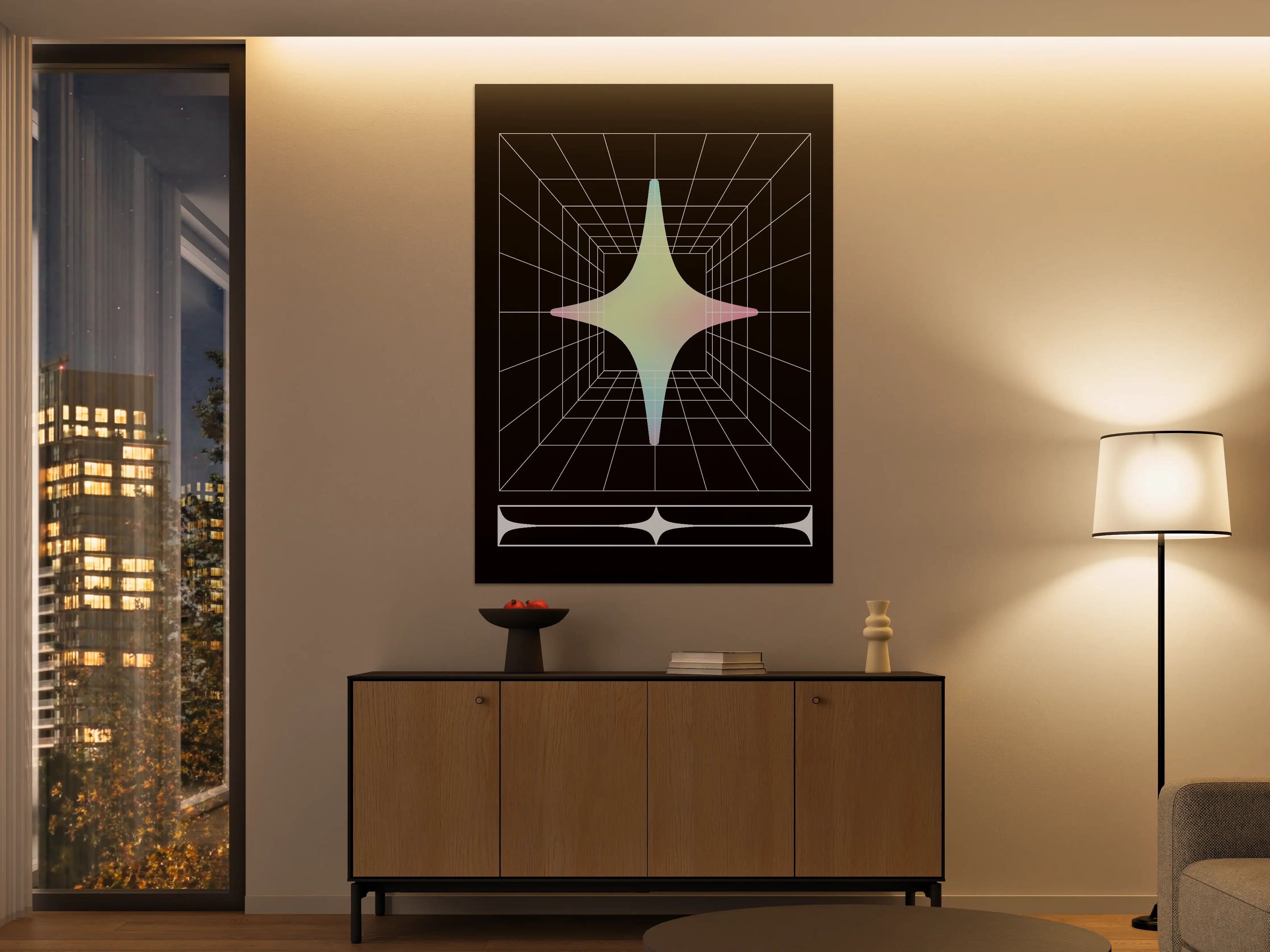 Große Wandbilder - Futuristisches 3D-Gitter mit Pastellfarben