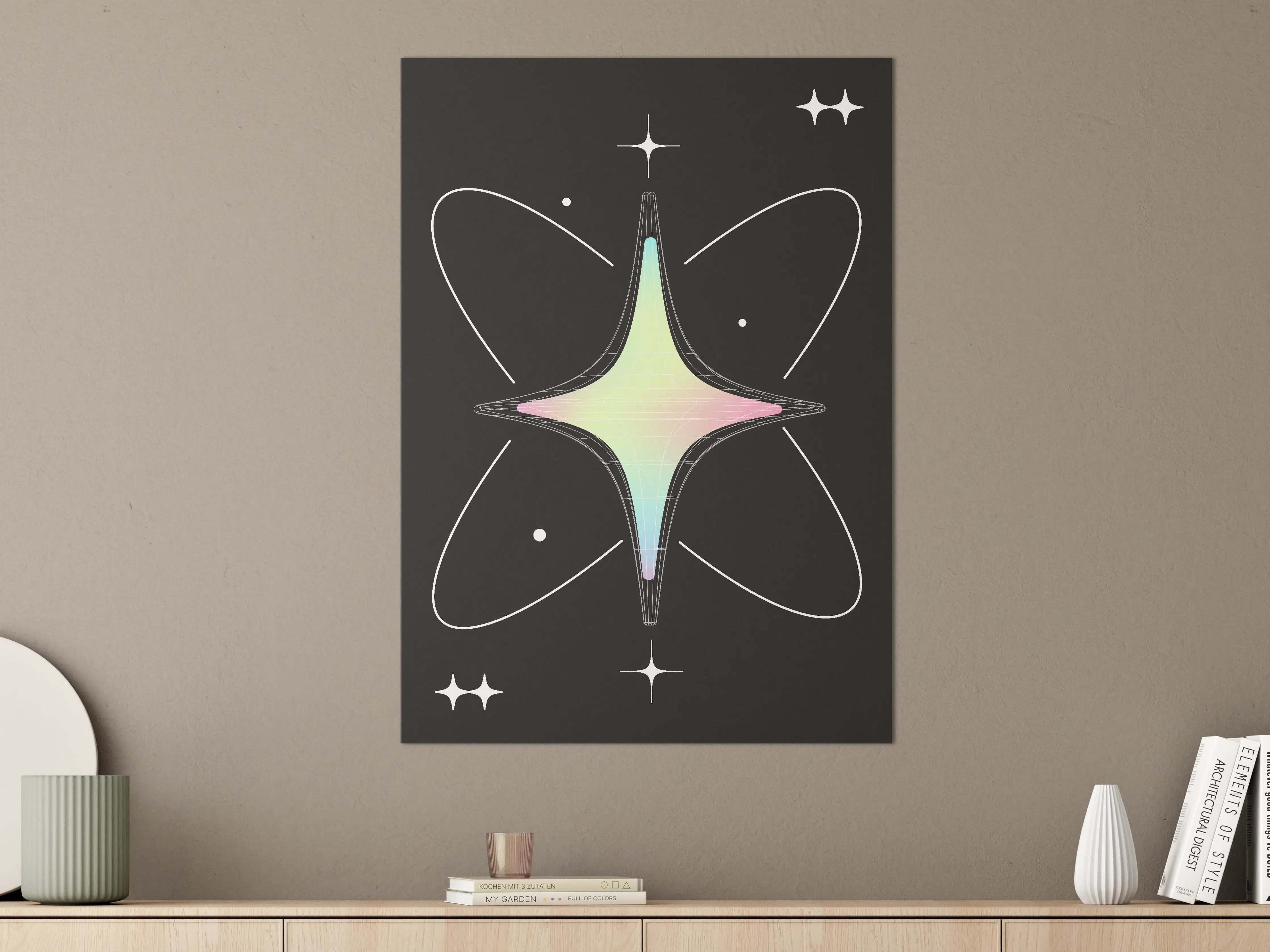 Große Wandbilder - Futuristisches Atommodell mit leuchtenden Farben
