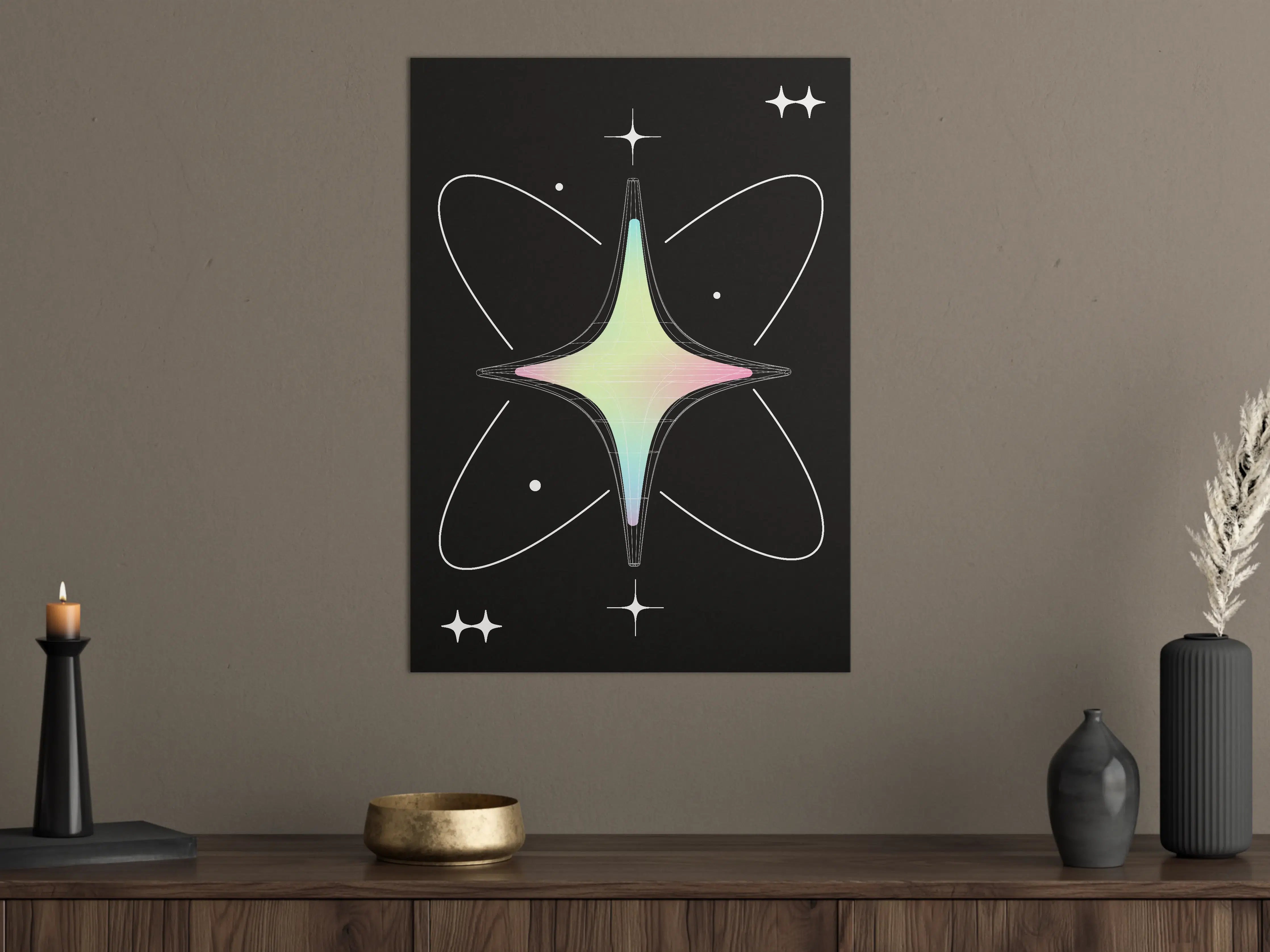 Große Wandbilder - Futuristisches Atommodell mit leuchtenden Farben