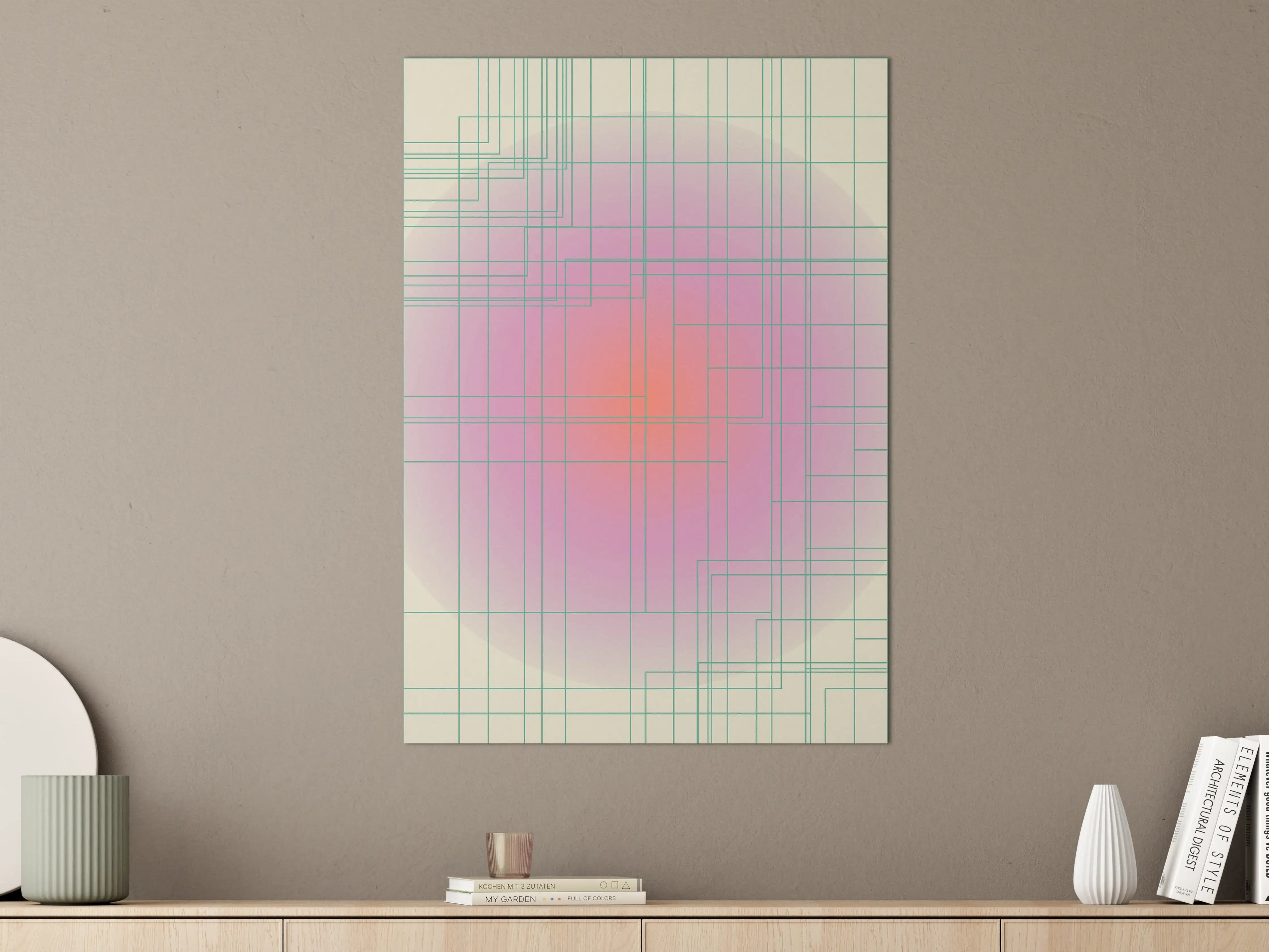 Große Wandbilder - Futuristisches geometrisches Kunstwerk in Pastellfarben