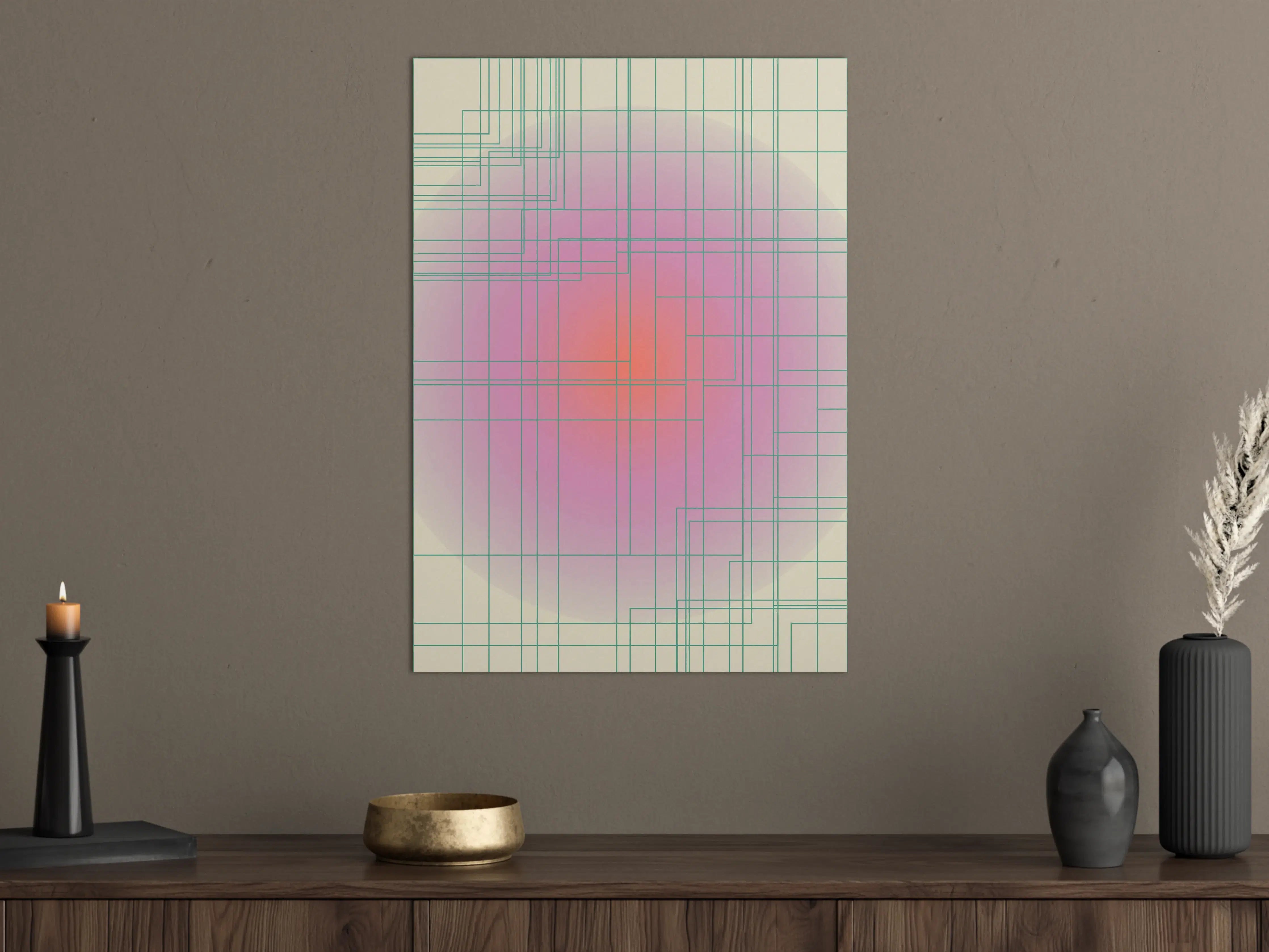 Große Wandbilder - Futuristisches geometrisches Kunstwerk in Pastellfarben