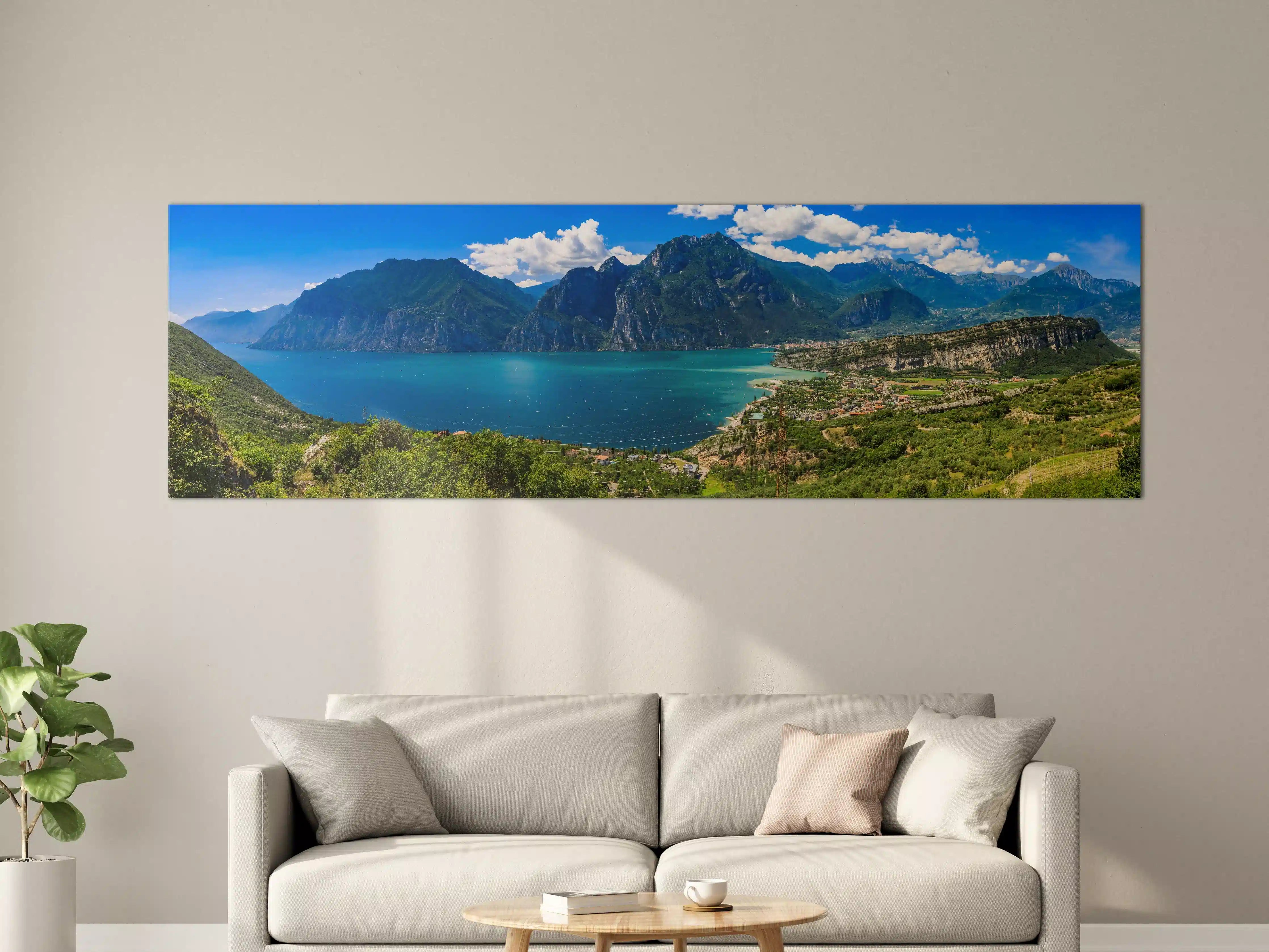 Große Wandbilder - Gardasee Panorama in Blau und Grün
