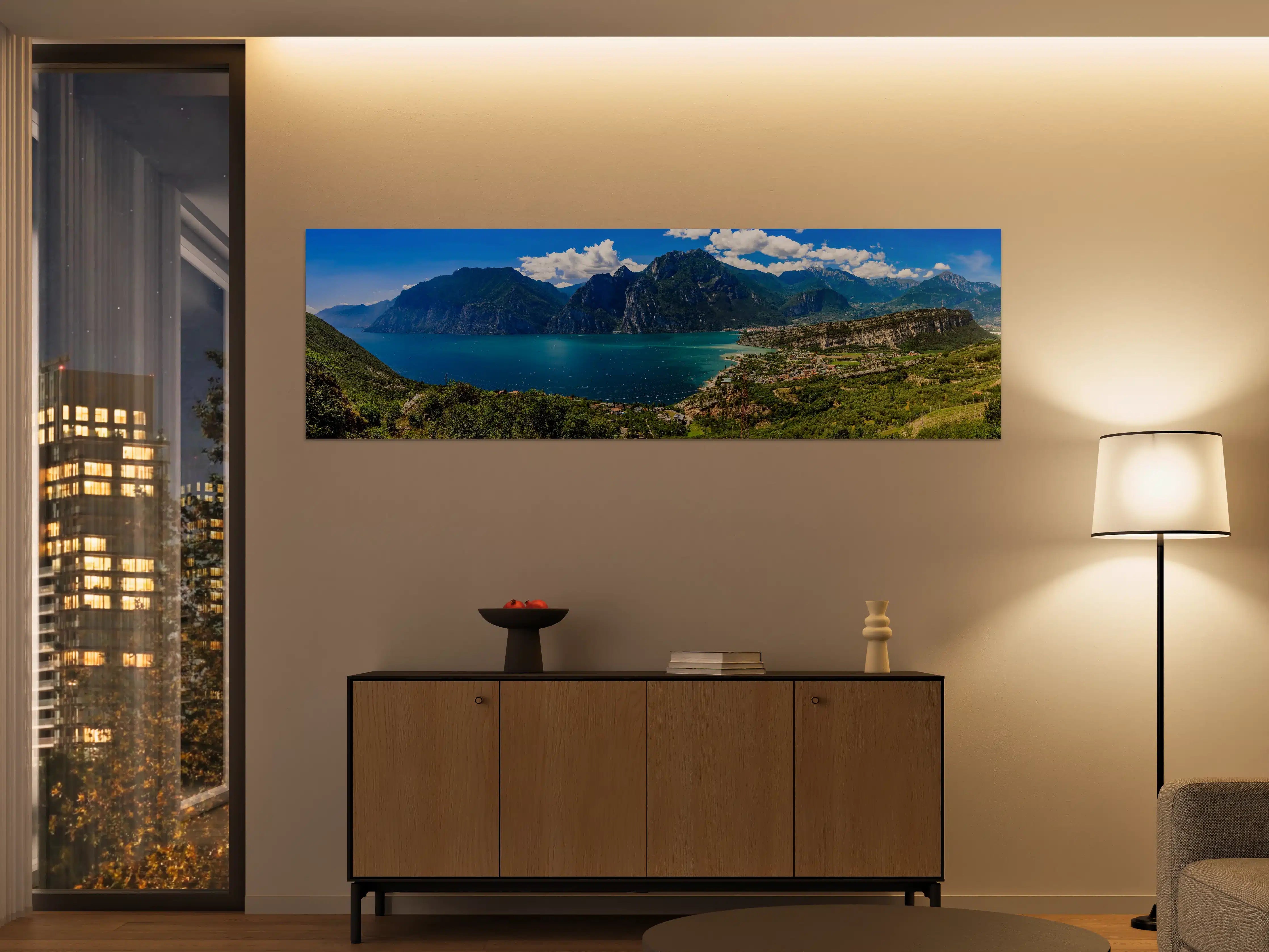 Große Wandbilder - Gardasee Panorama in Blau und Grün