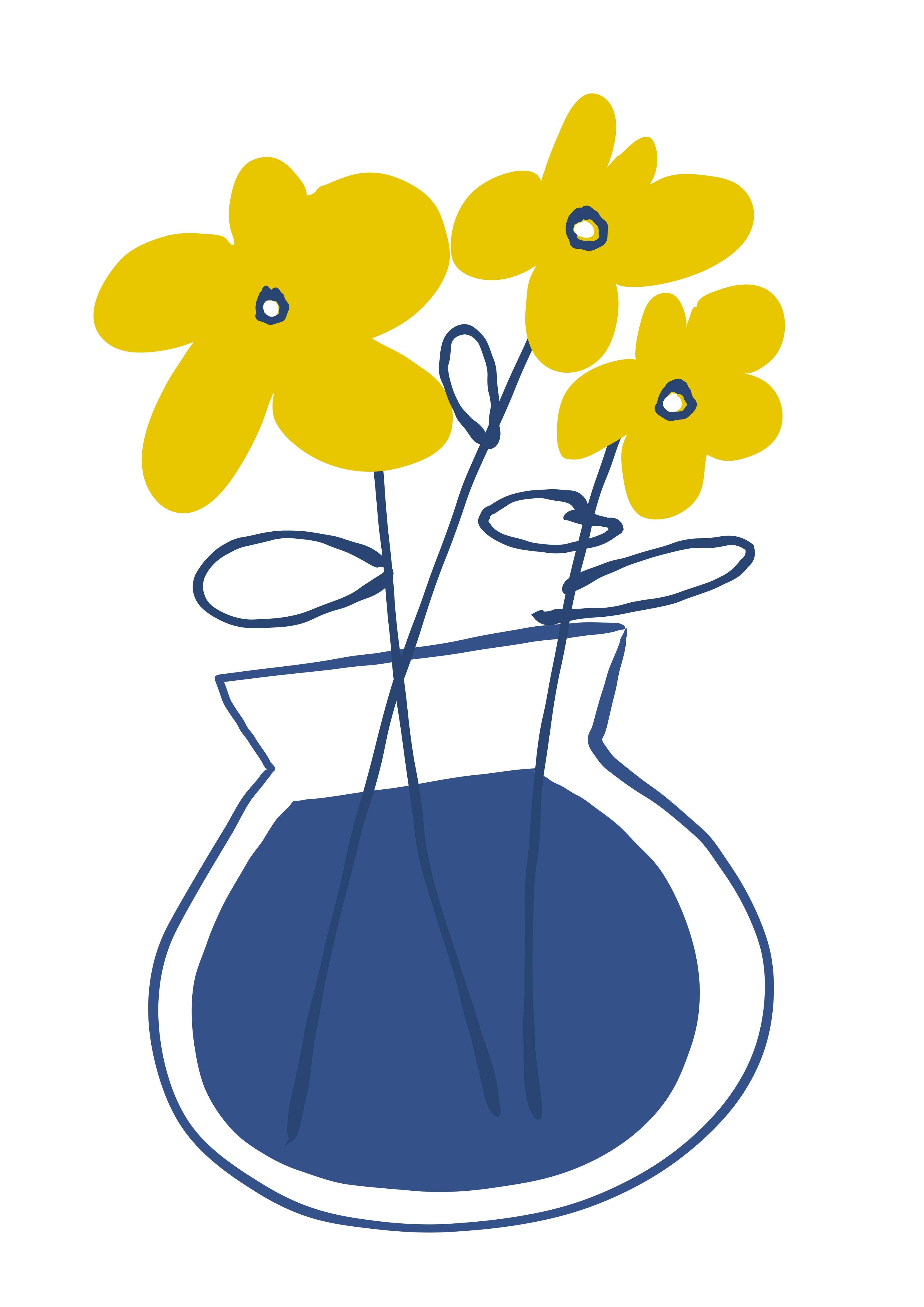 Große Wandbilder-Gelbe Blumen in blauer Vase