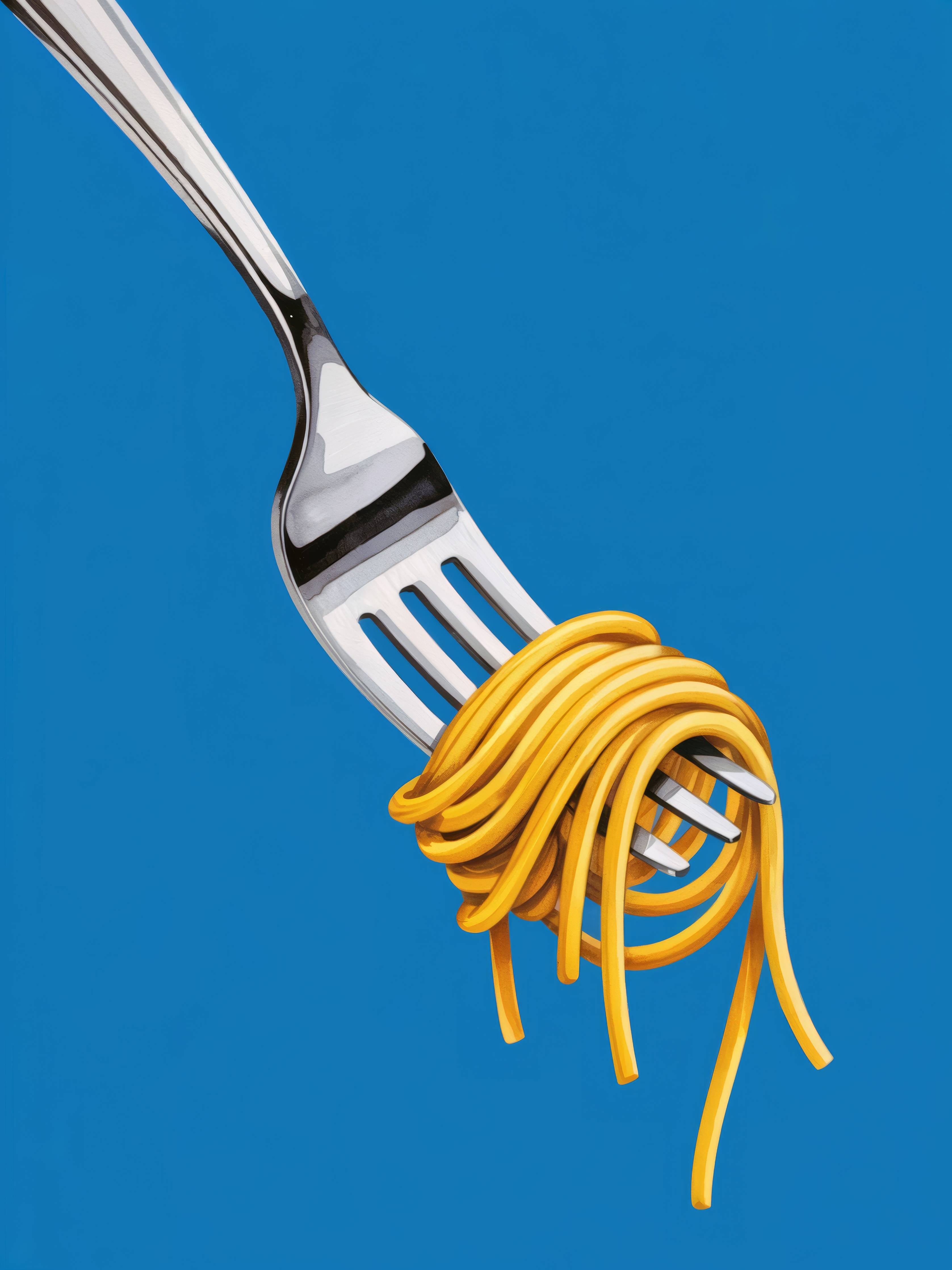 Große Wandbilder-Gelbe Spaghetti am Gabel