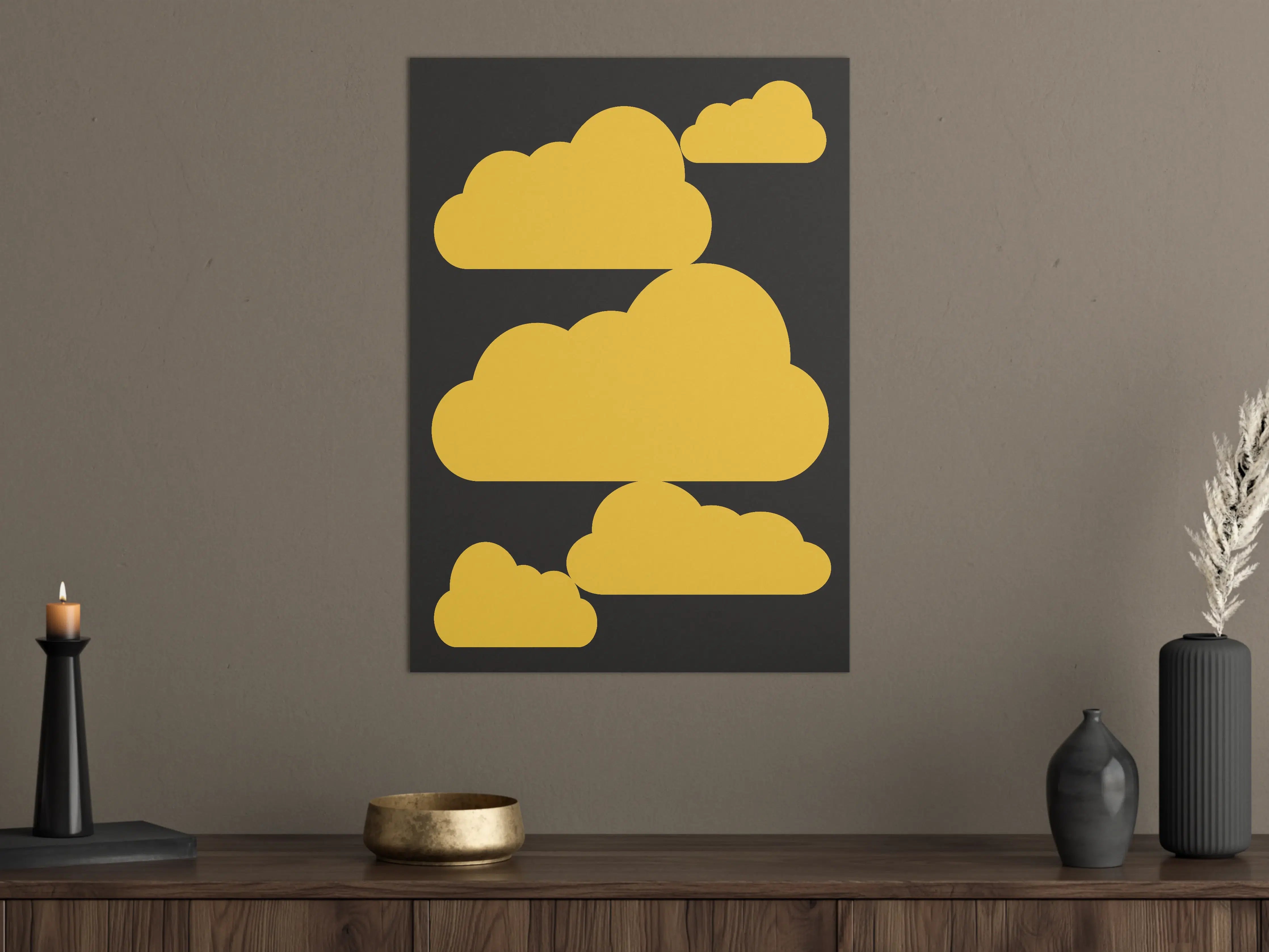 Große Wandbilder - Gelbe Wolken auf dunklem Hintergrund
