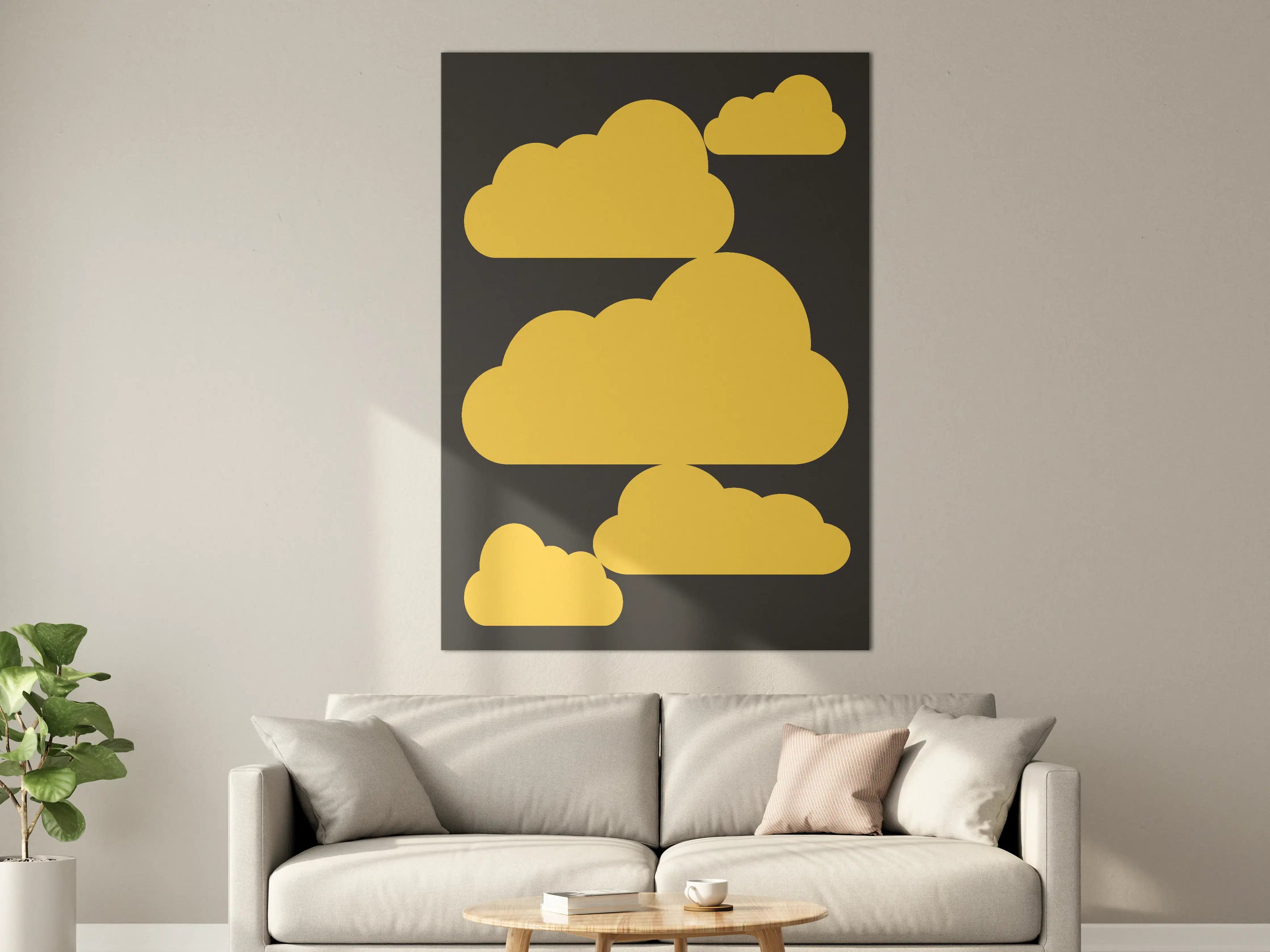 Große Wandbilder - Gelbe Wolken auf dunklem Hintergrund