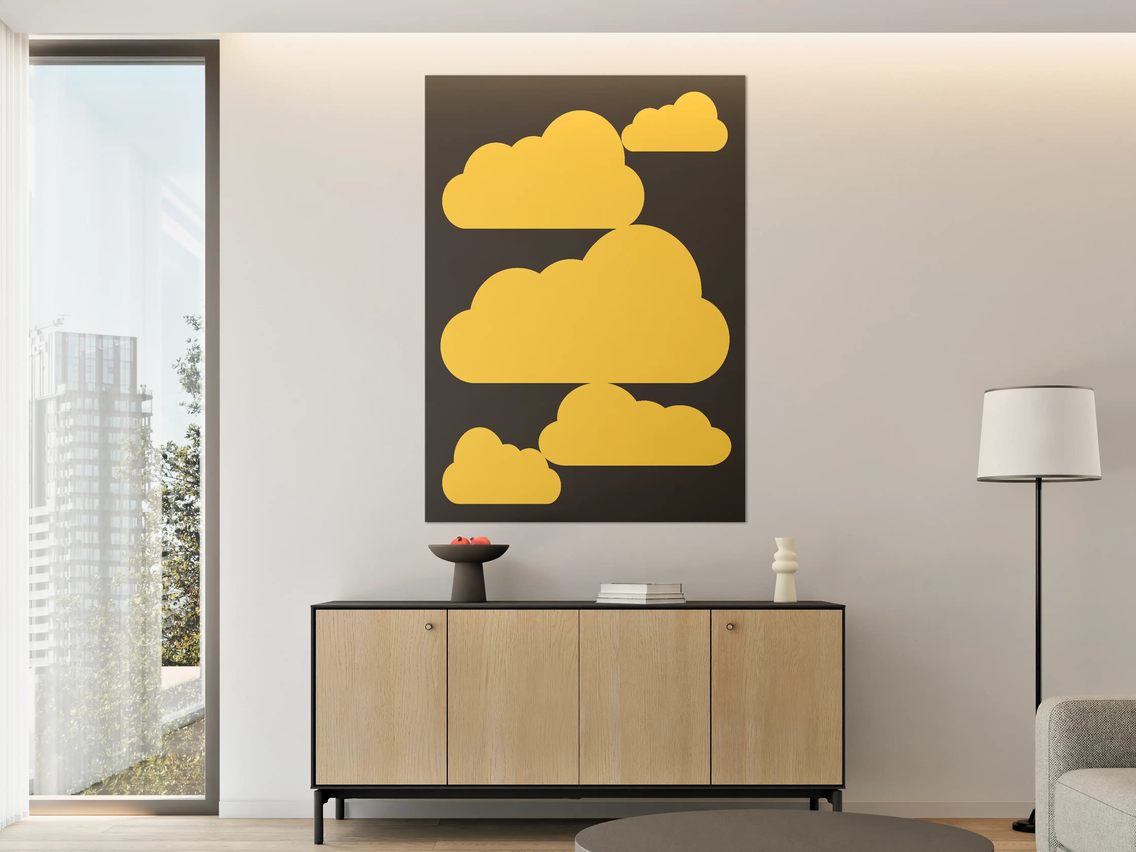 Große Wandbilder - Gelbe Wolken auf dunklem Hintergrund