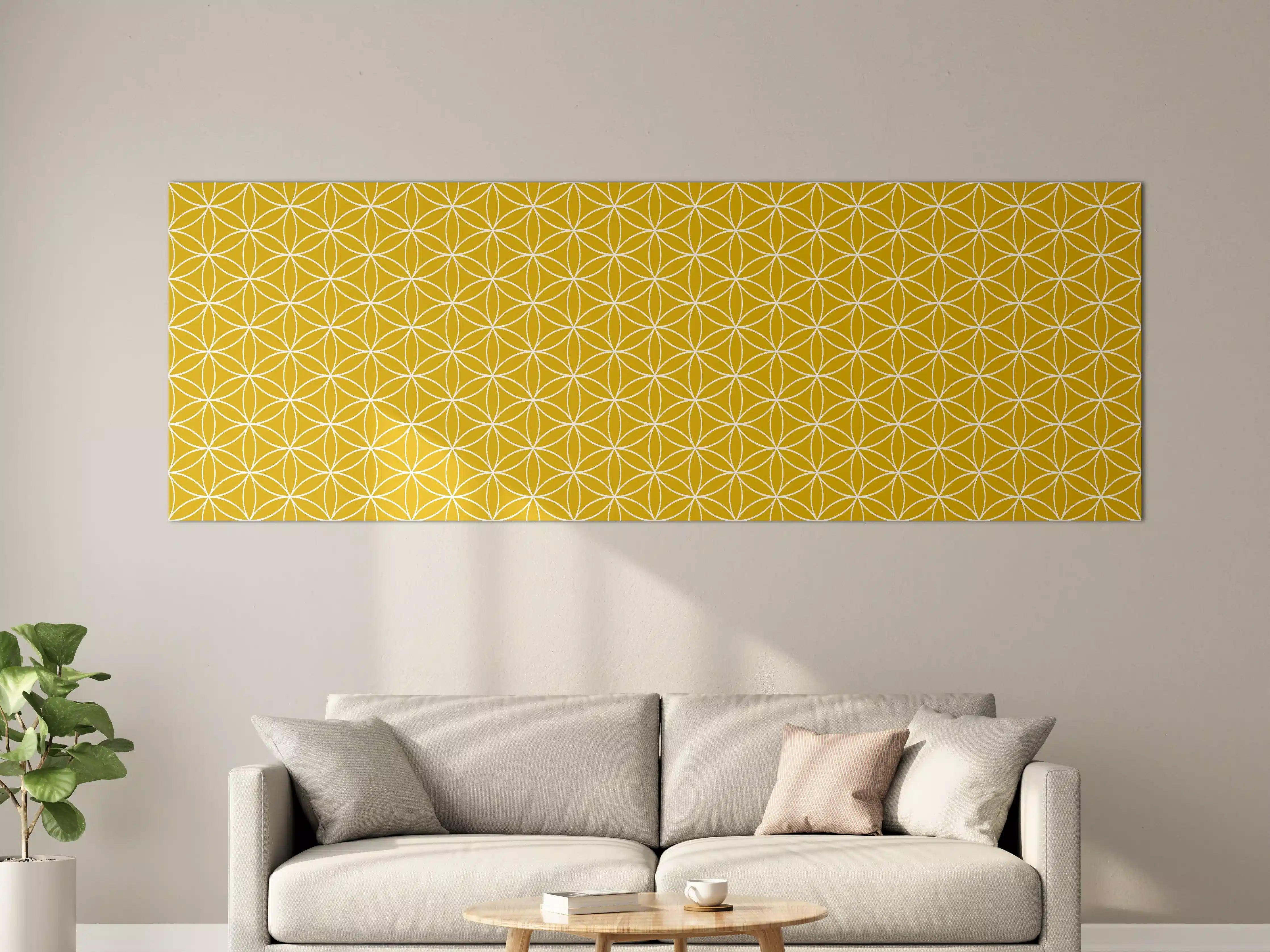 Große Wandbilder - Gelbe geometrische Musterwanddekoration