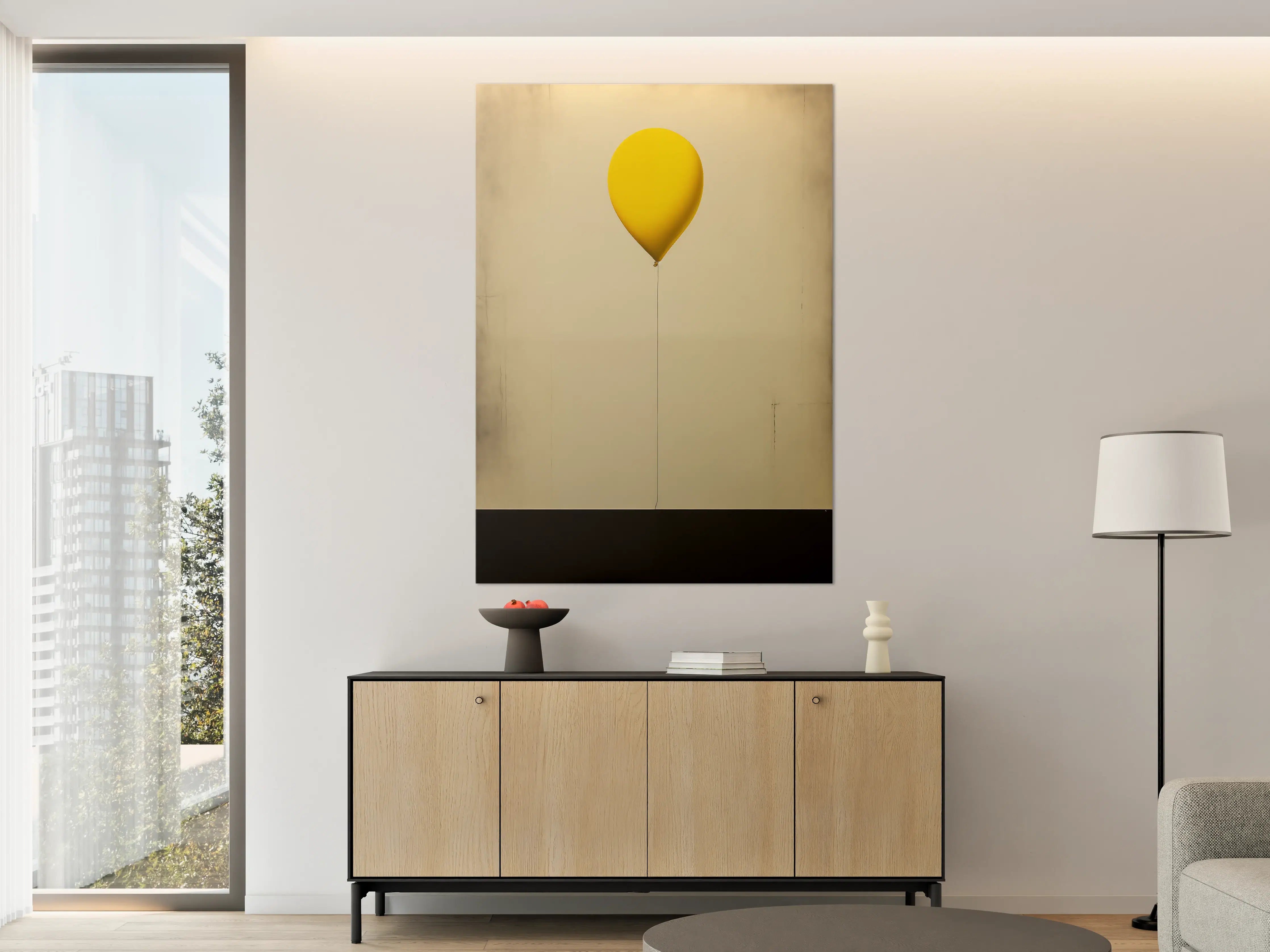 Große Wandbilder - Gelber Ballon im Vintage-Stil