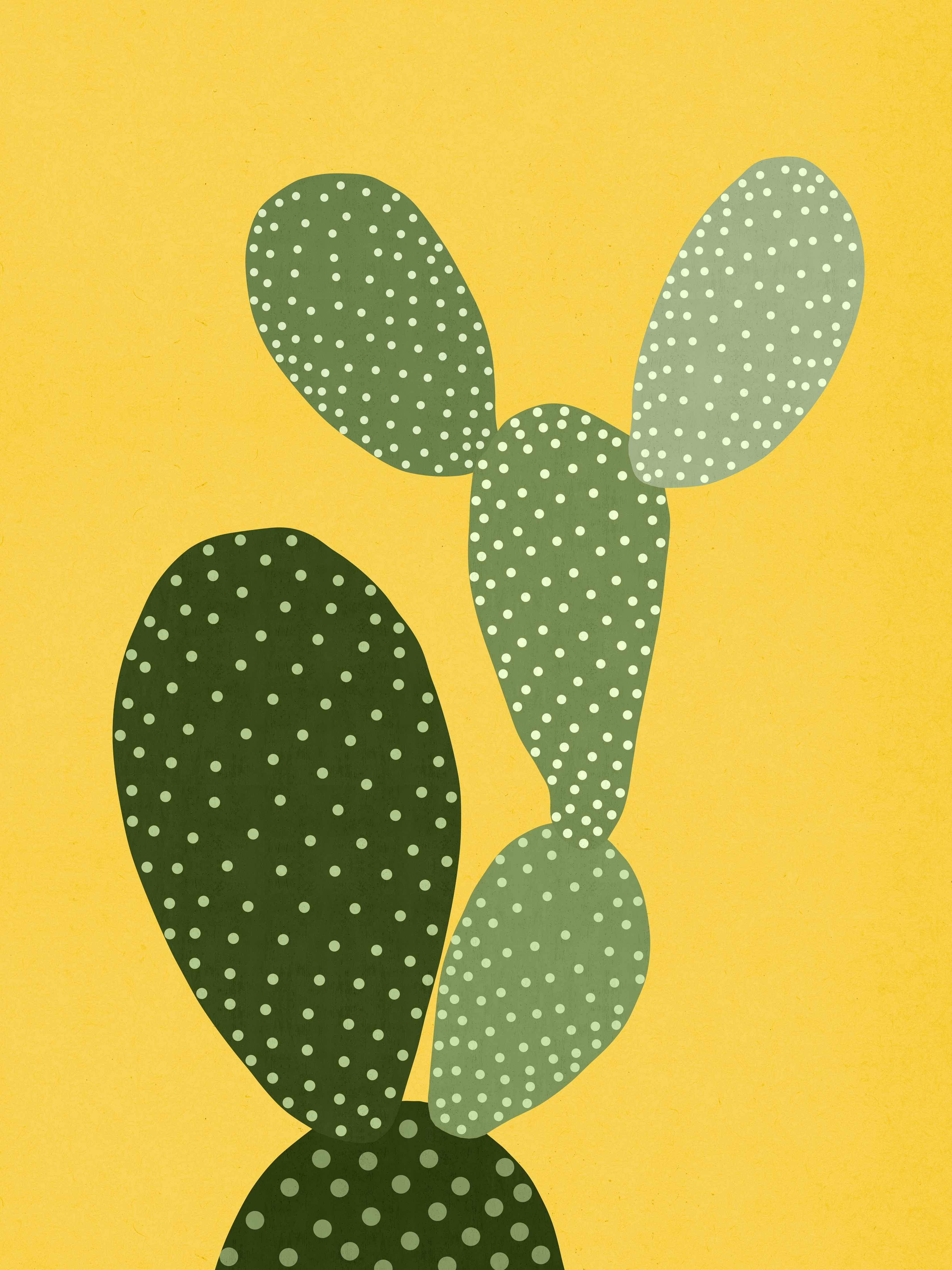 Große Wandbilder-Gelbes Wandbild mit Cactuspattern