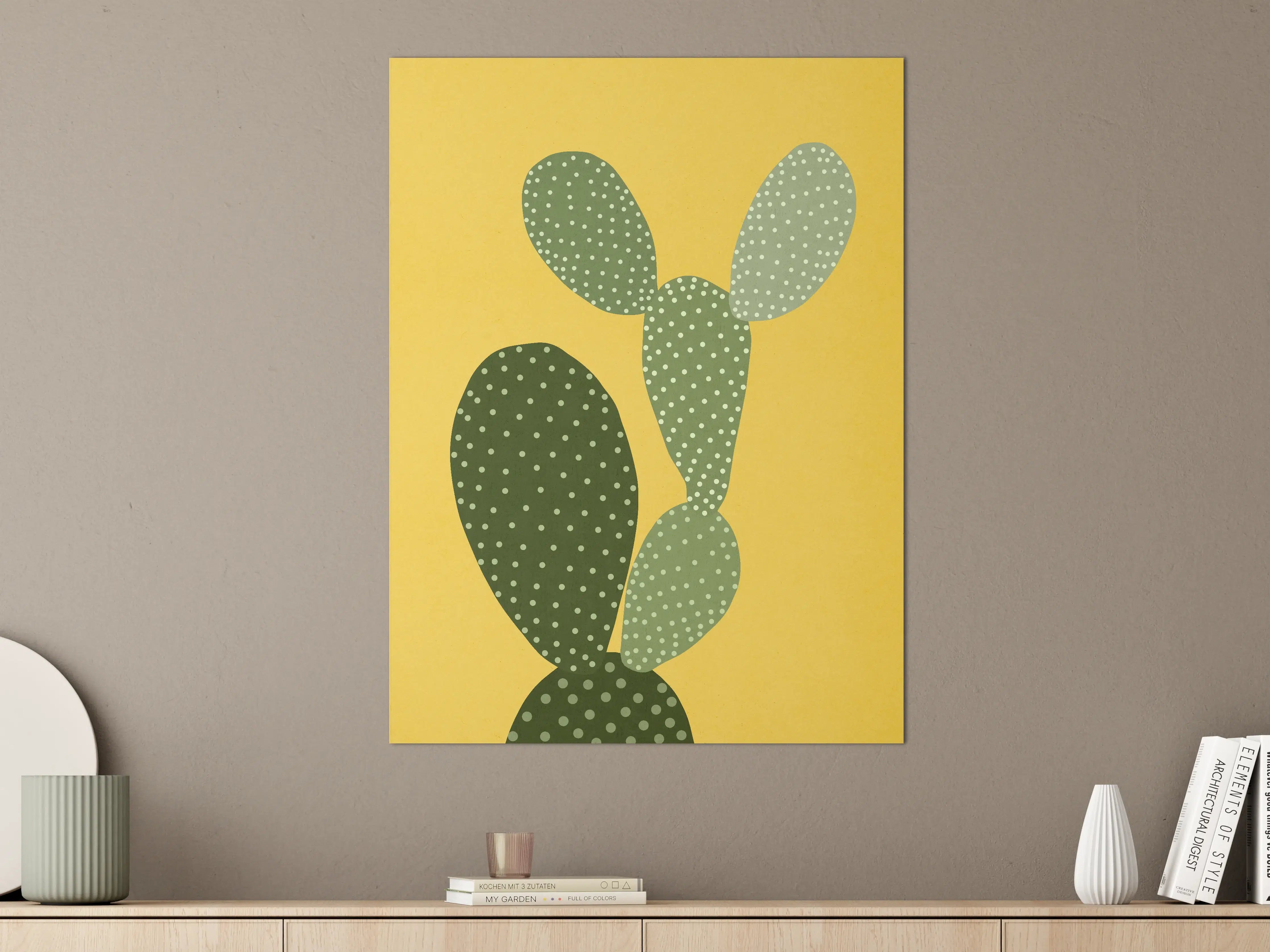 Große Wandbilder - Gelbes Wandbild mit Cactuspattern