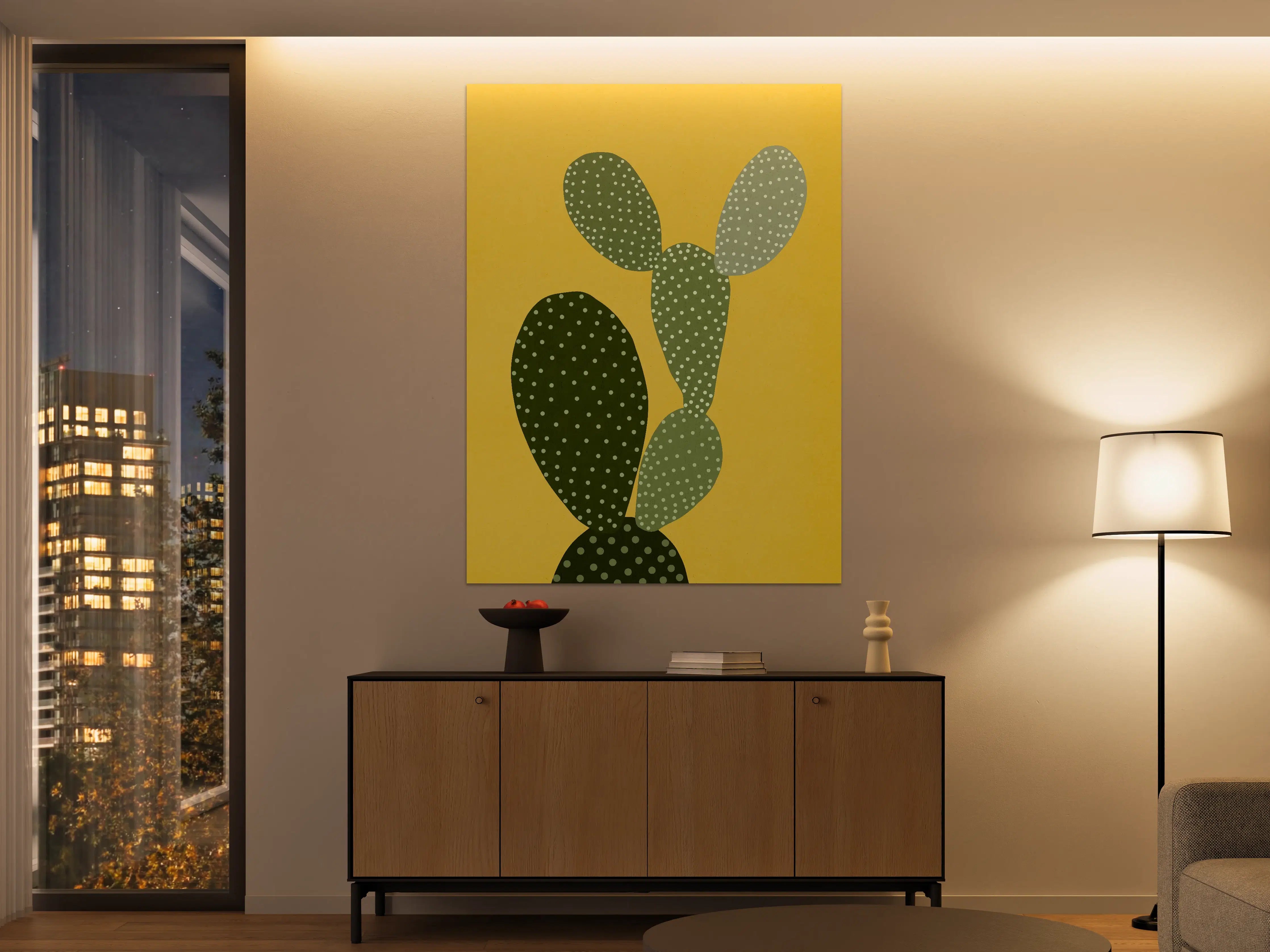 Große Wandbilder - Gelbes Wandbild mit Cactuspattern