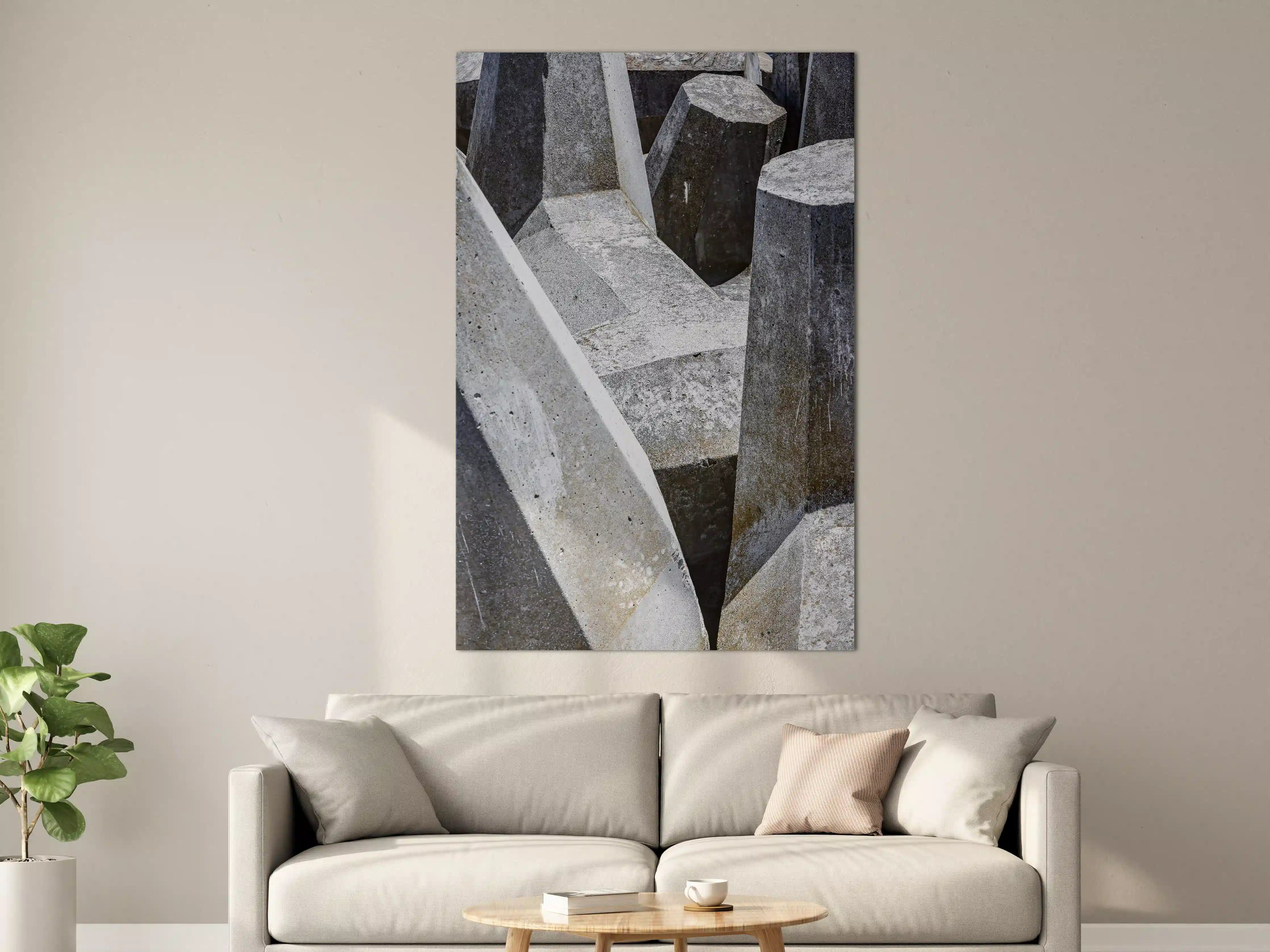 Große Wandbilder - Geometrie in Grau-Weiß