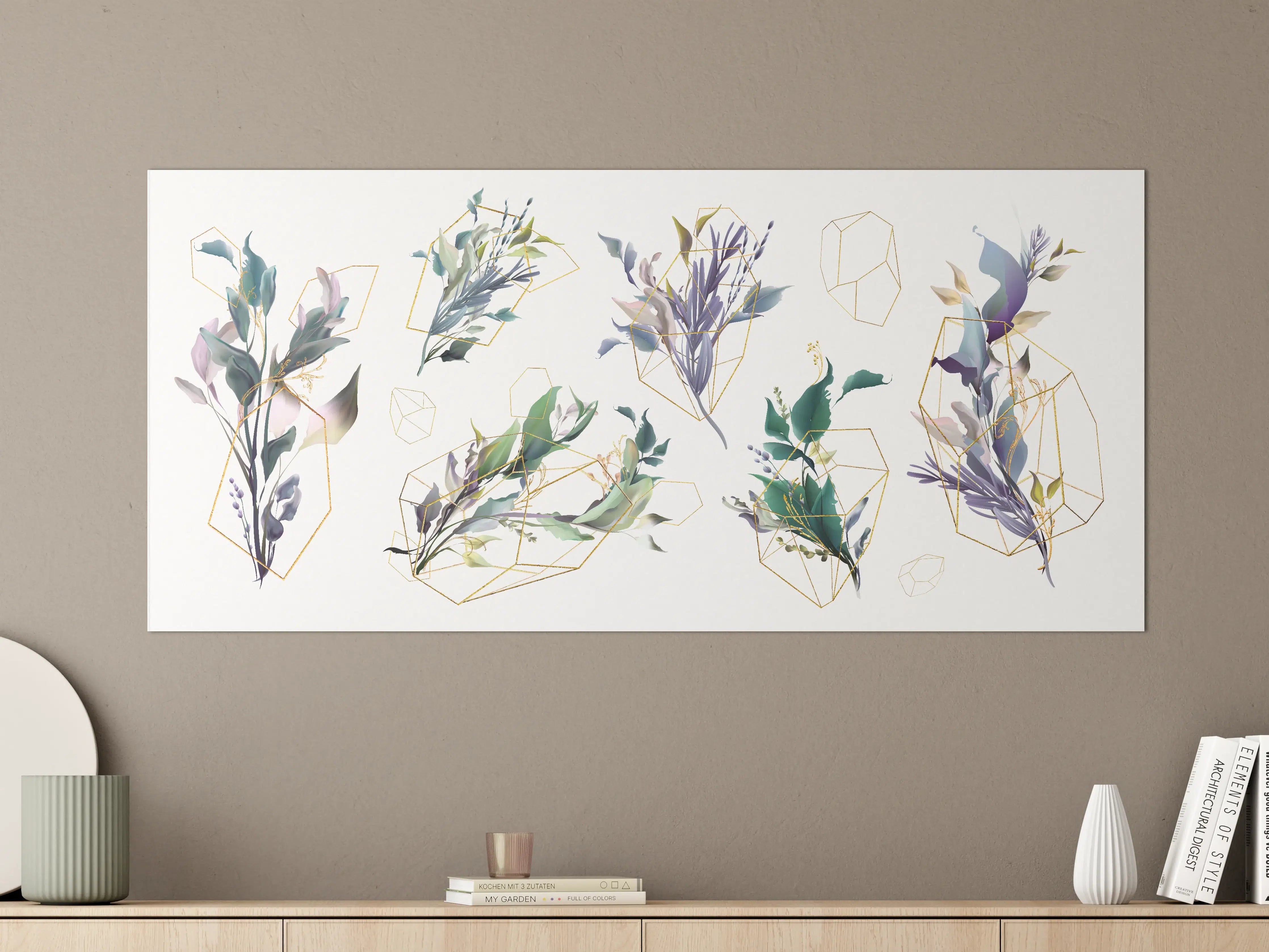 Große Wandbilder - Geometrisch-Florales Kunstwerk