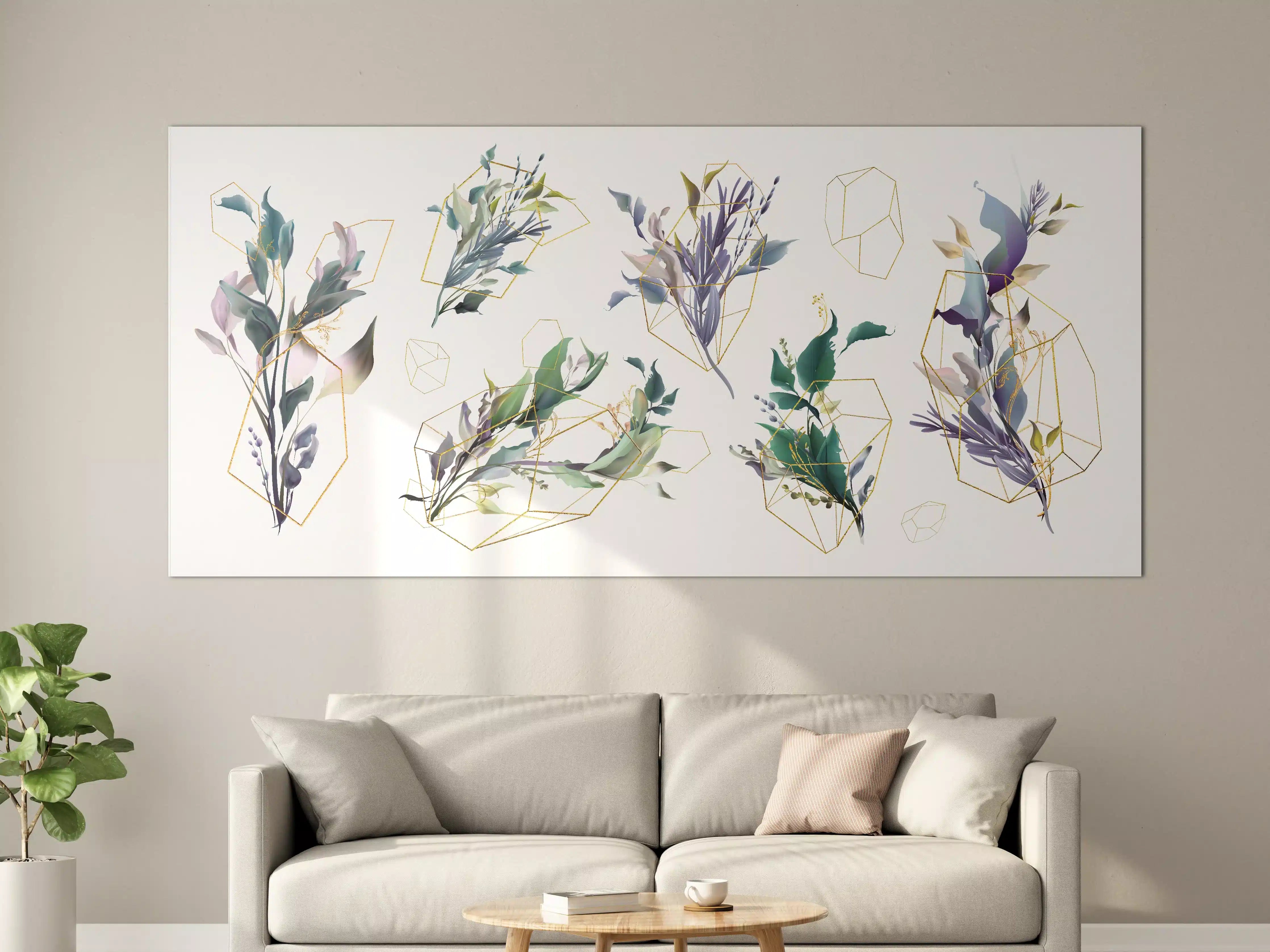 Große Wandbilder - Geometrisch-Florales Kunstwerk