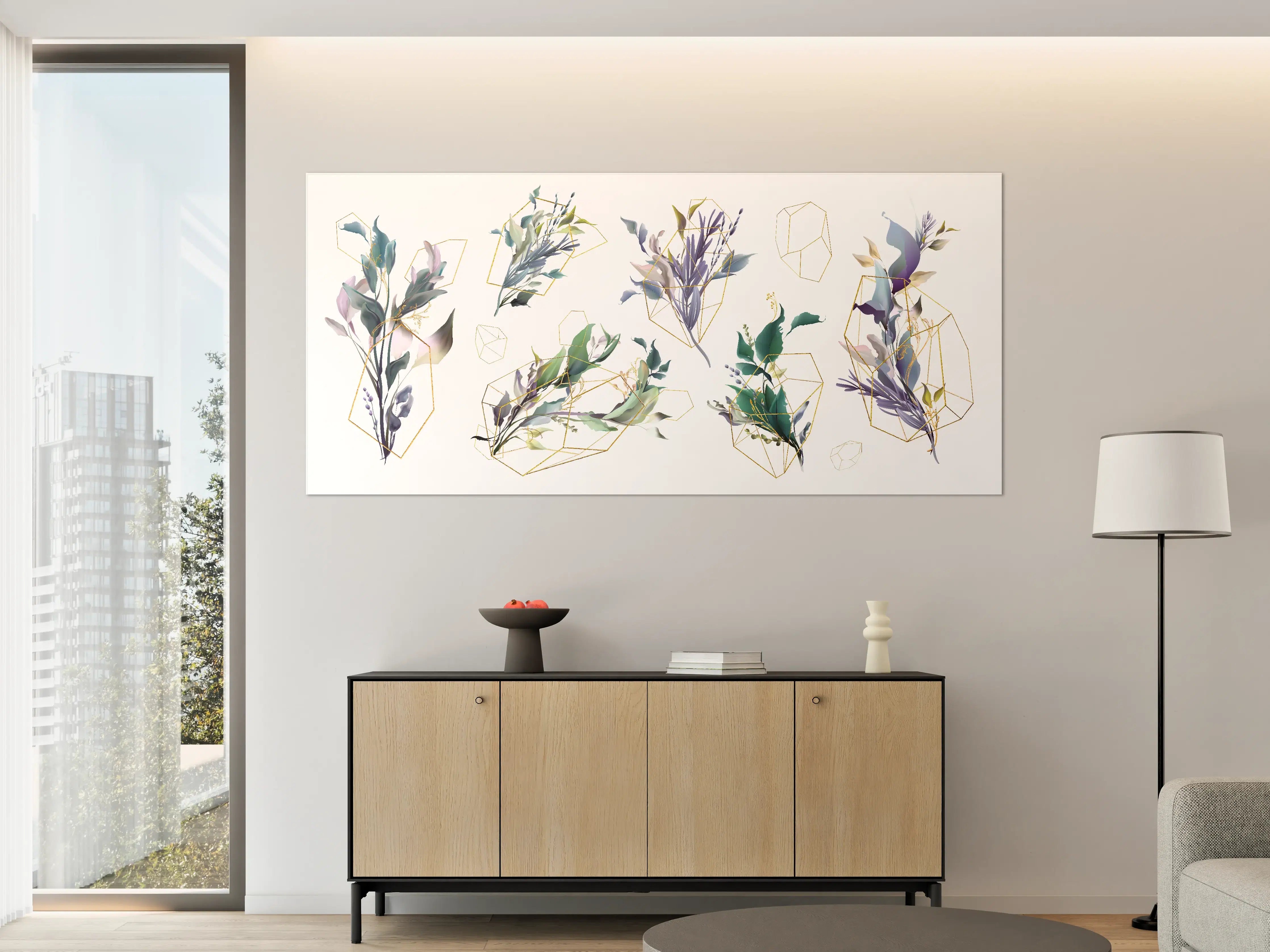 Große Wandbilder - Geometrisch-Florales Kunstwerk