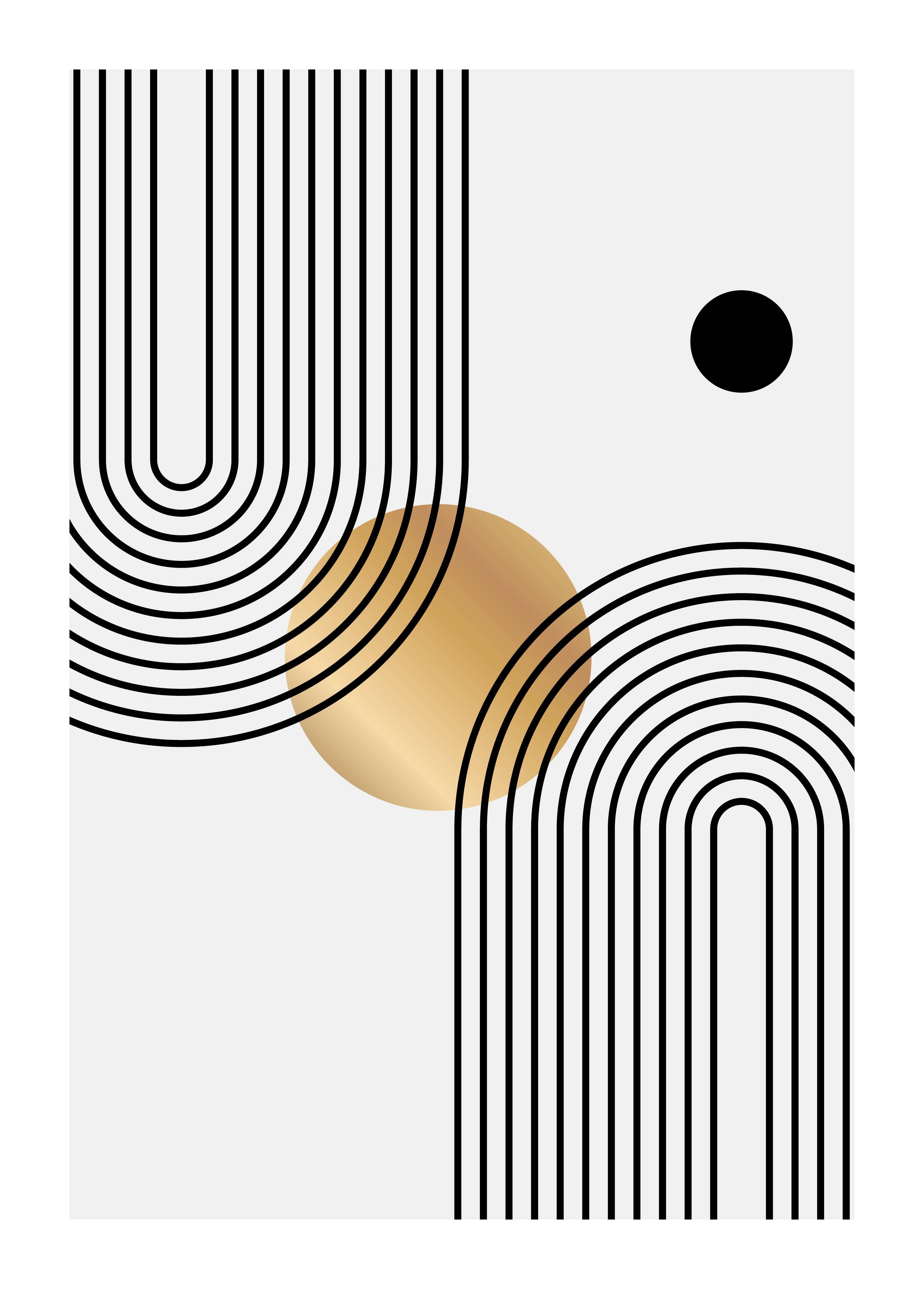 Große Wandbilder-Geometrische Linien mit Goldakzent