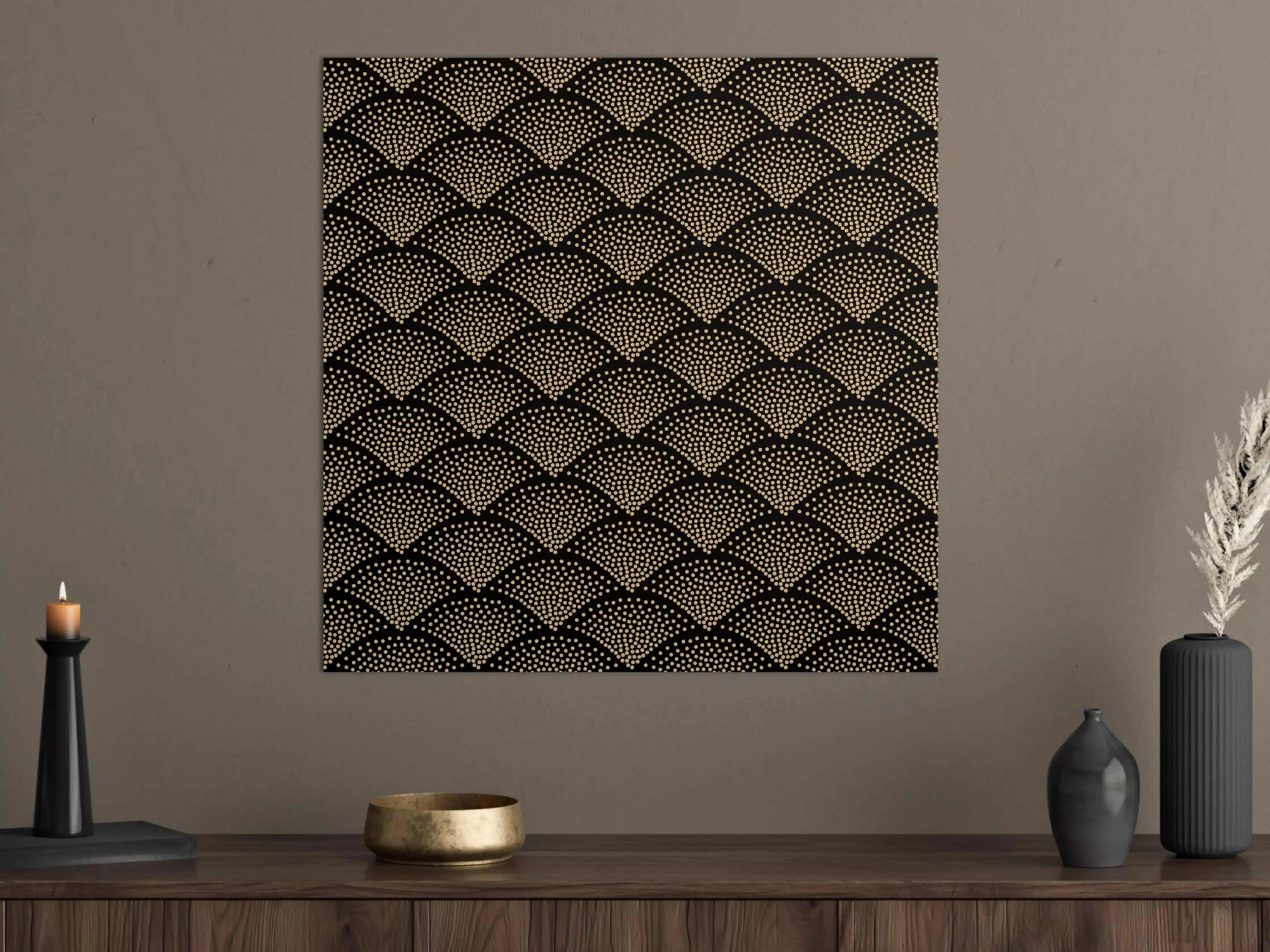 Große Wandbilder - Geometrische Schwarz-Gold-Musterung