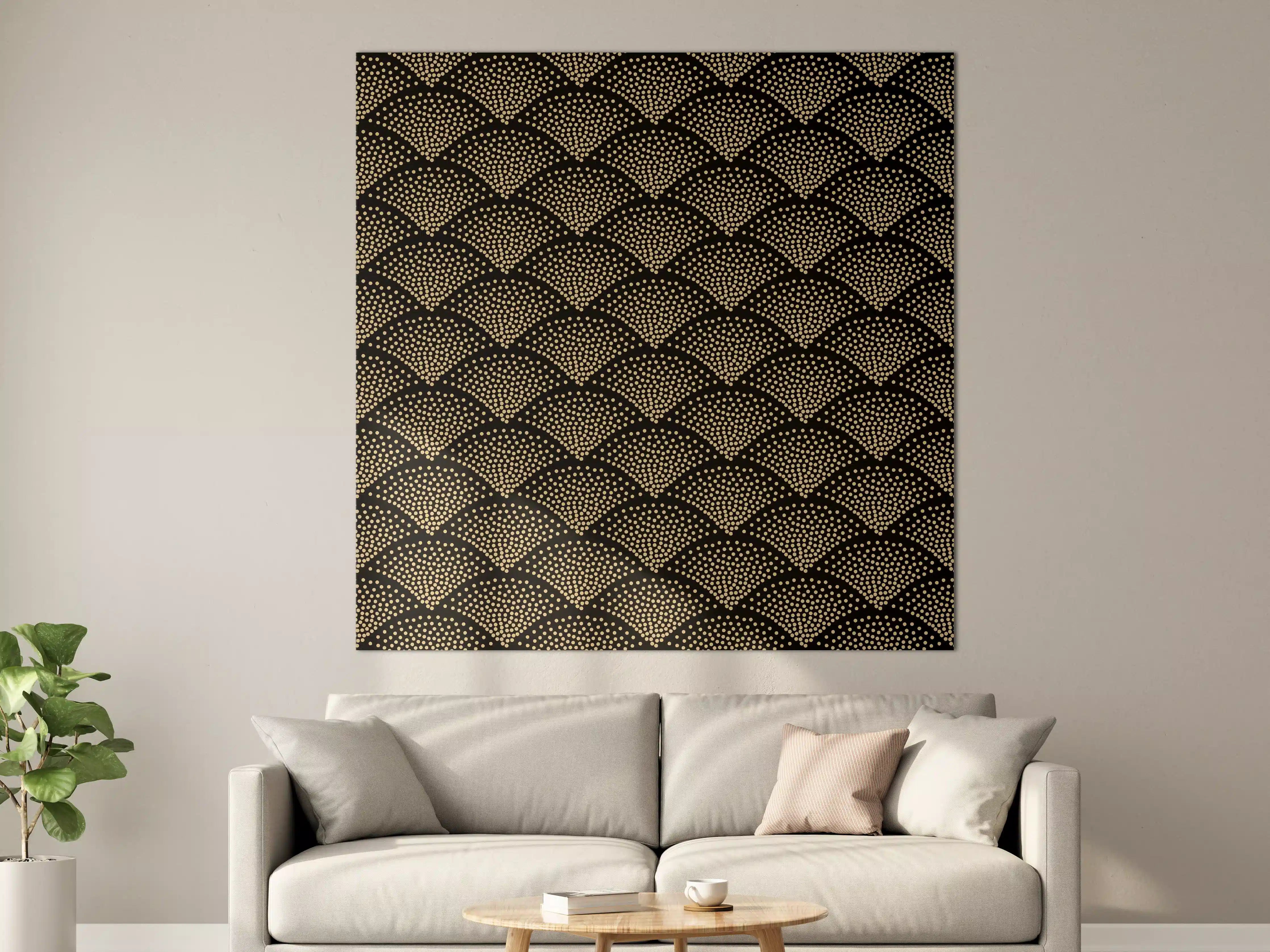 Große Wandbilder - Geometrische Schwarz-Gold-Musterung